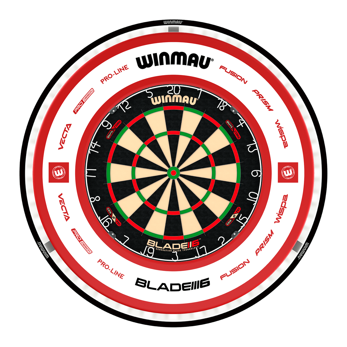 Winmau Blade 6 Dual Core Dartboard, Surround & Plasma Light Bundle Dartboard Bundles