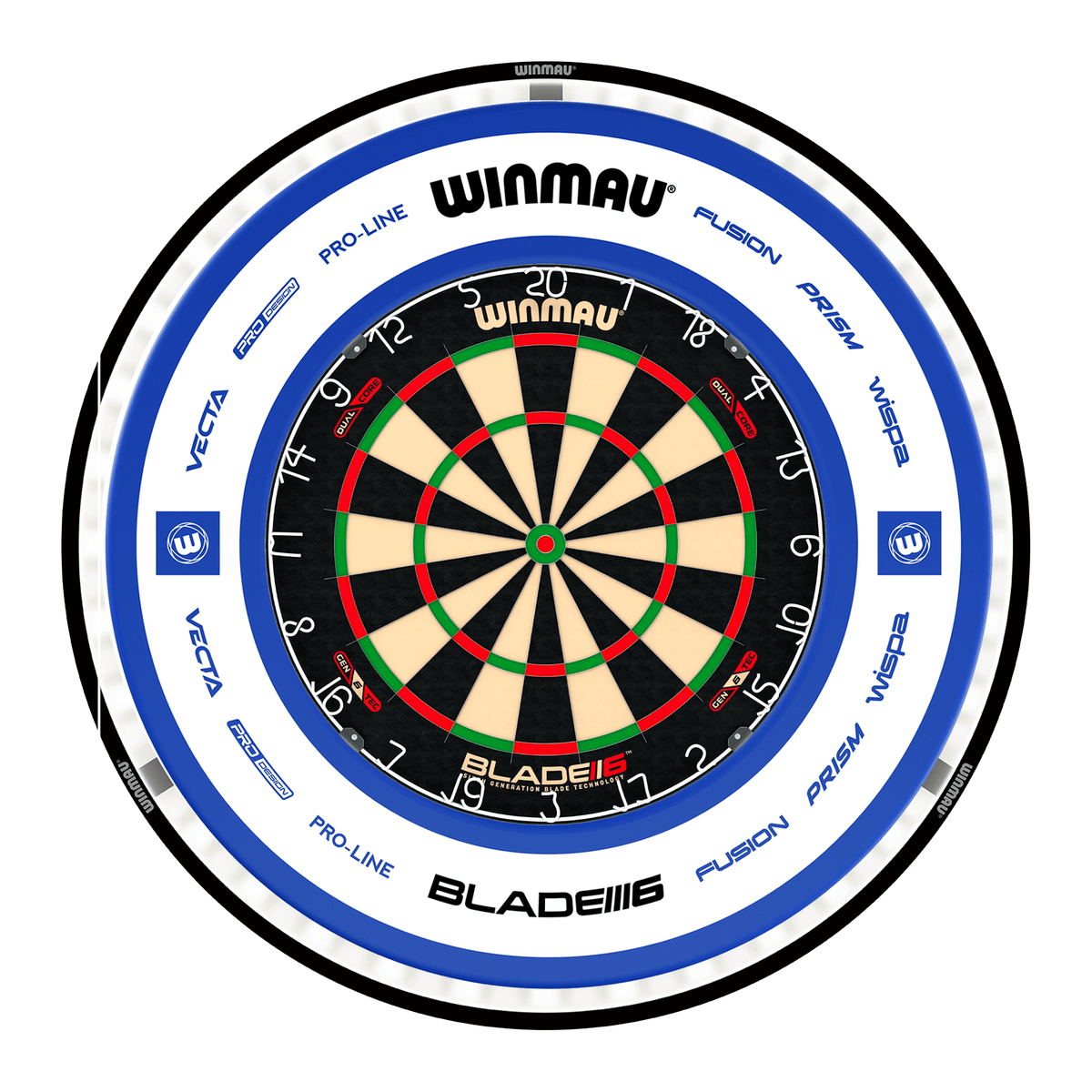 Winmau Blade 6 Dual Core Dartboard, Surround & Plasma Light Bundle Dartboard Bundles