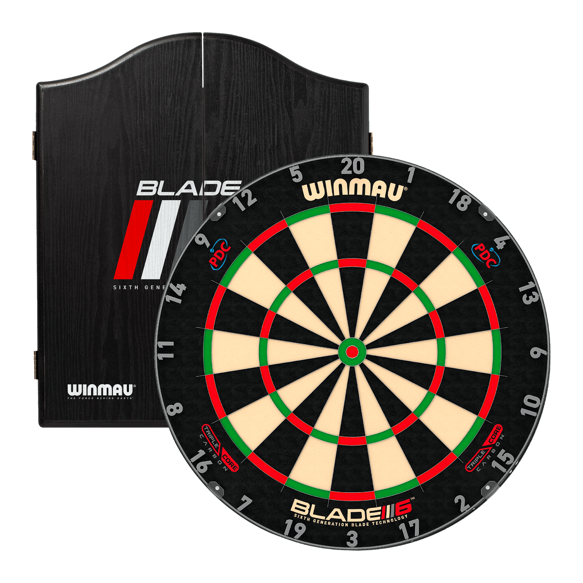 Blade 6 Triple Core Dartboard & Cabinet Bundle