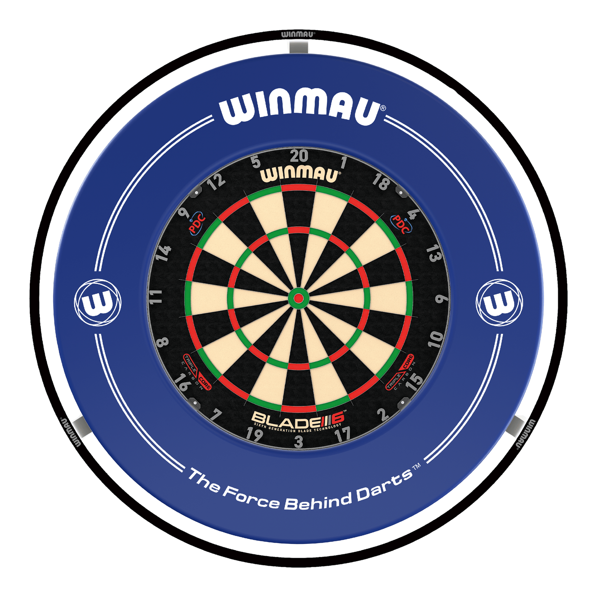 Winmau Blade 6 Triple Core Dartboard, Surround & Black Plasma Light Bundle Blade 6 Triple Core / Blue / Winmau Plasma Black Boards