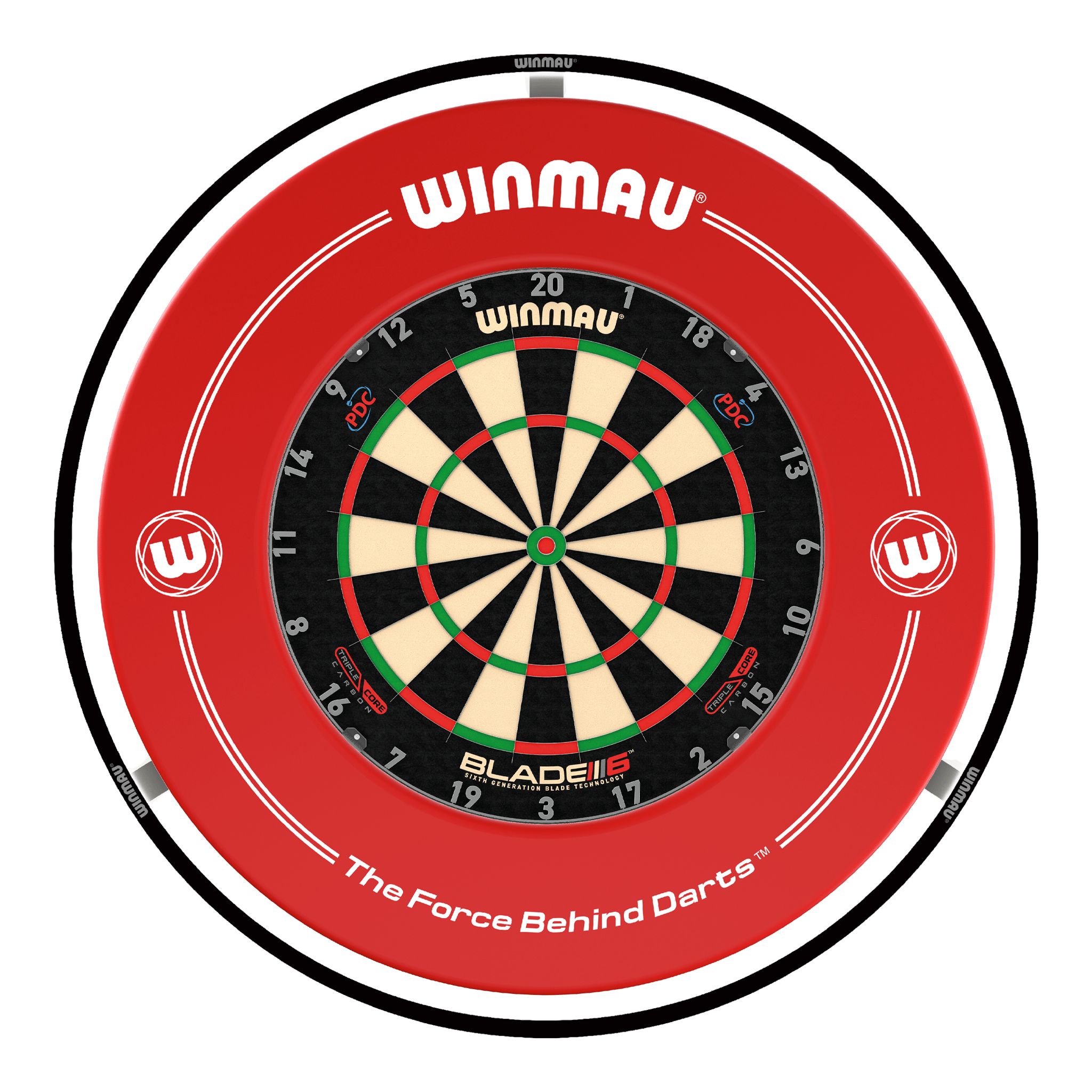 Winmau Blade 6 Triple Core Dartboard, Surround & Black Plasma Light Bundle Blade 6 Triple Core / Red / Winmau Plasma Black Boards
