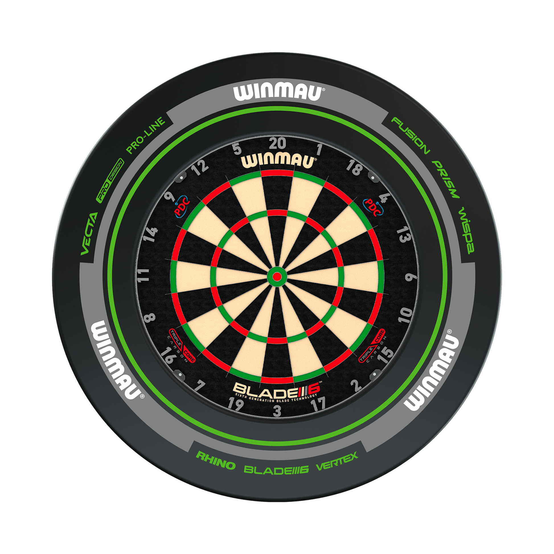 Winmau Blade 6 Triple Core Dartboard & Surround Bundle Blade 6 Triple Core / Advance Black/Green Boards