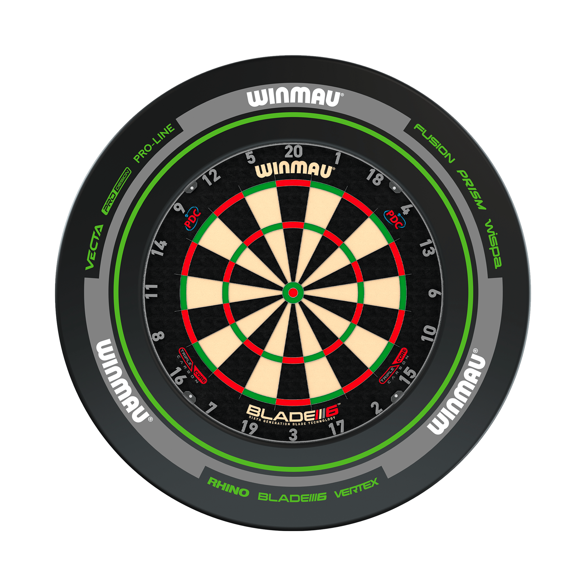Winmau Blade 6 Triple Core Dartboard & Surround Bundle Blade 6 Triple Core / Advance Black/Green Boards
