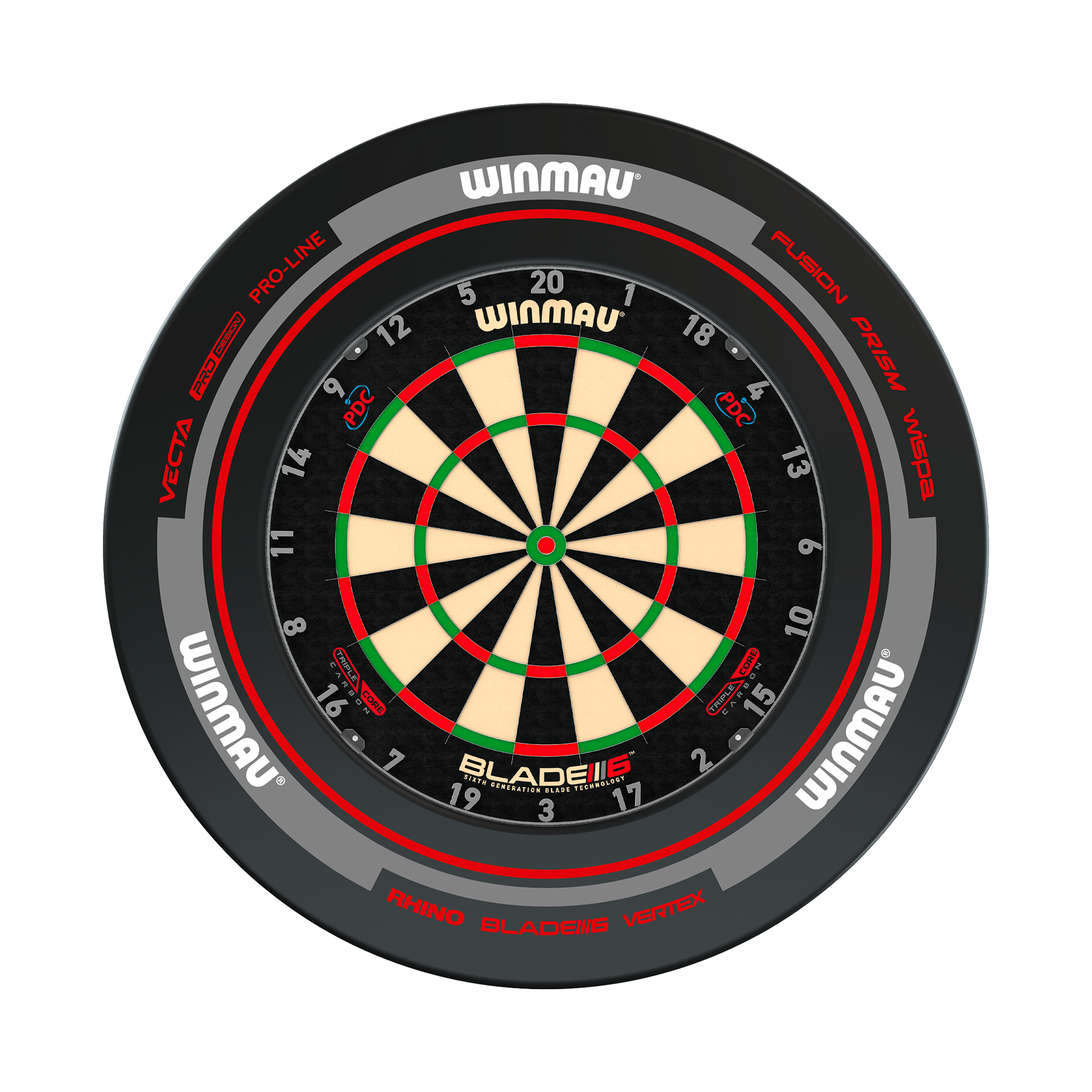 Winmau Blade 6 Triple Core Dartboard & Surround Bundle Blade 6 Triple Core / Advance Black/Red Boards