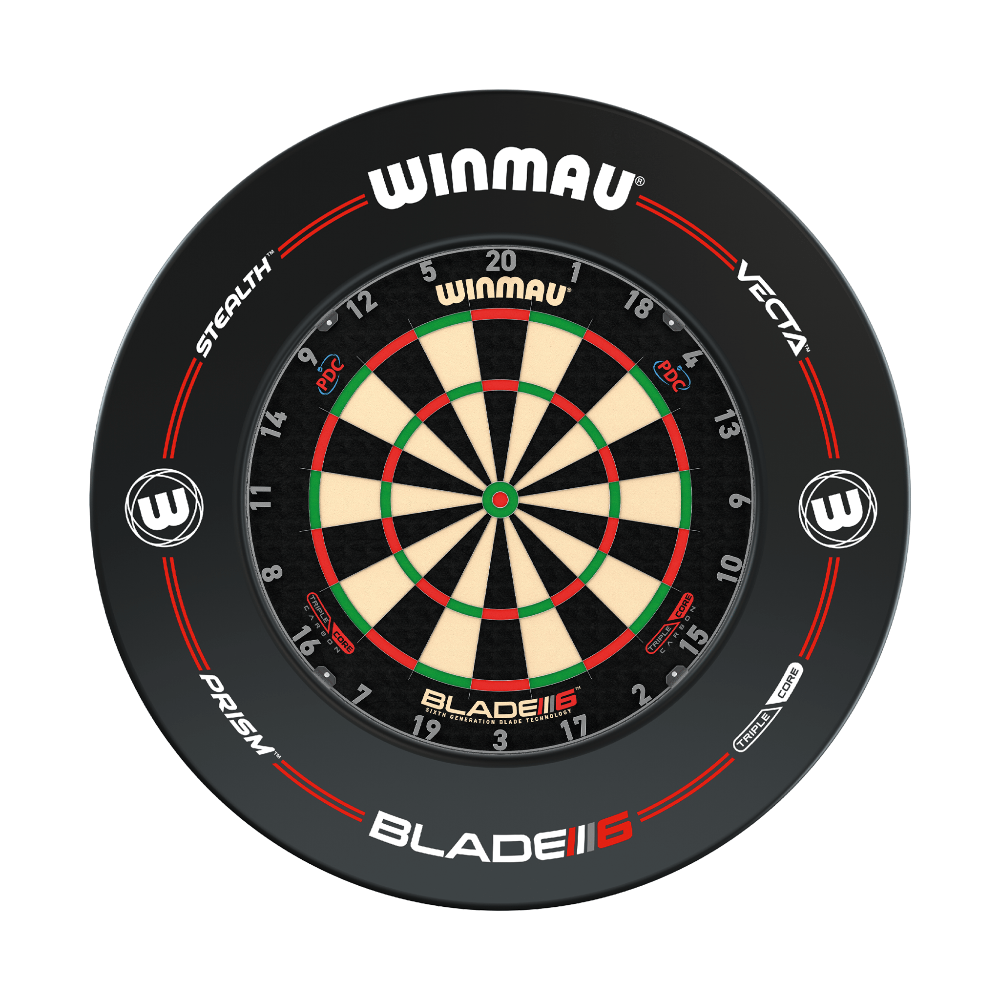 Winmau Blade 6 Triple Core Dartboard & Surround Bundle Blade 6 Triple Core / Pro-Line Black Boards