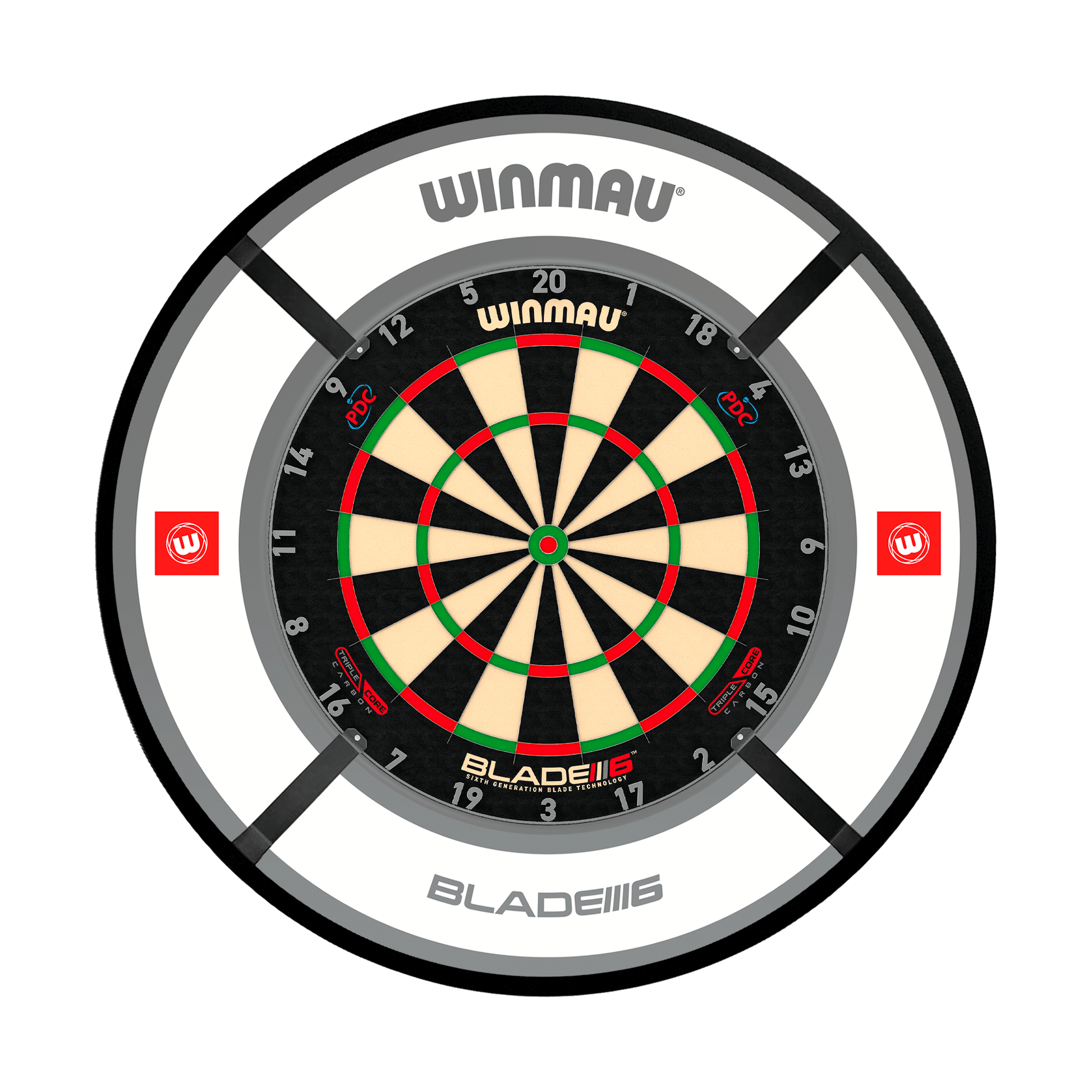Winmau Blade 6 Triple Core Dartboard, Surround & Corona Light Bundle Blade 6 Triple Core / Pro 1.0 White / Target Corona Vision Boards