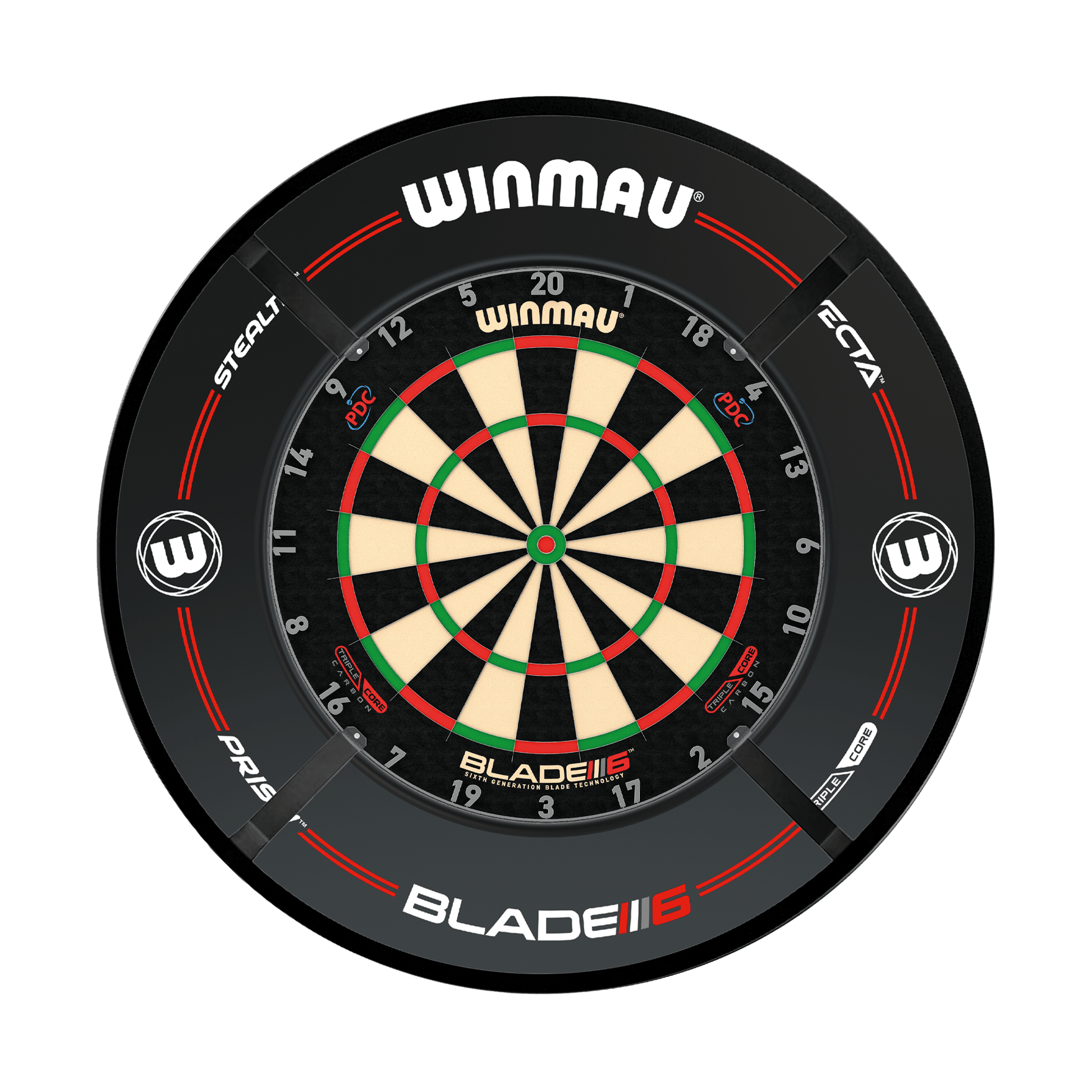 Winmau Blade 6 Triple Core Dartboard, Surround & Corona Light Bundle Blade 6 Triple Core / Pro-Line Black / Target Corona Vision Boards