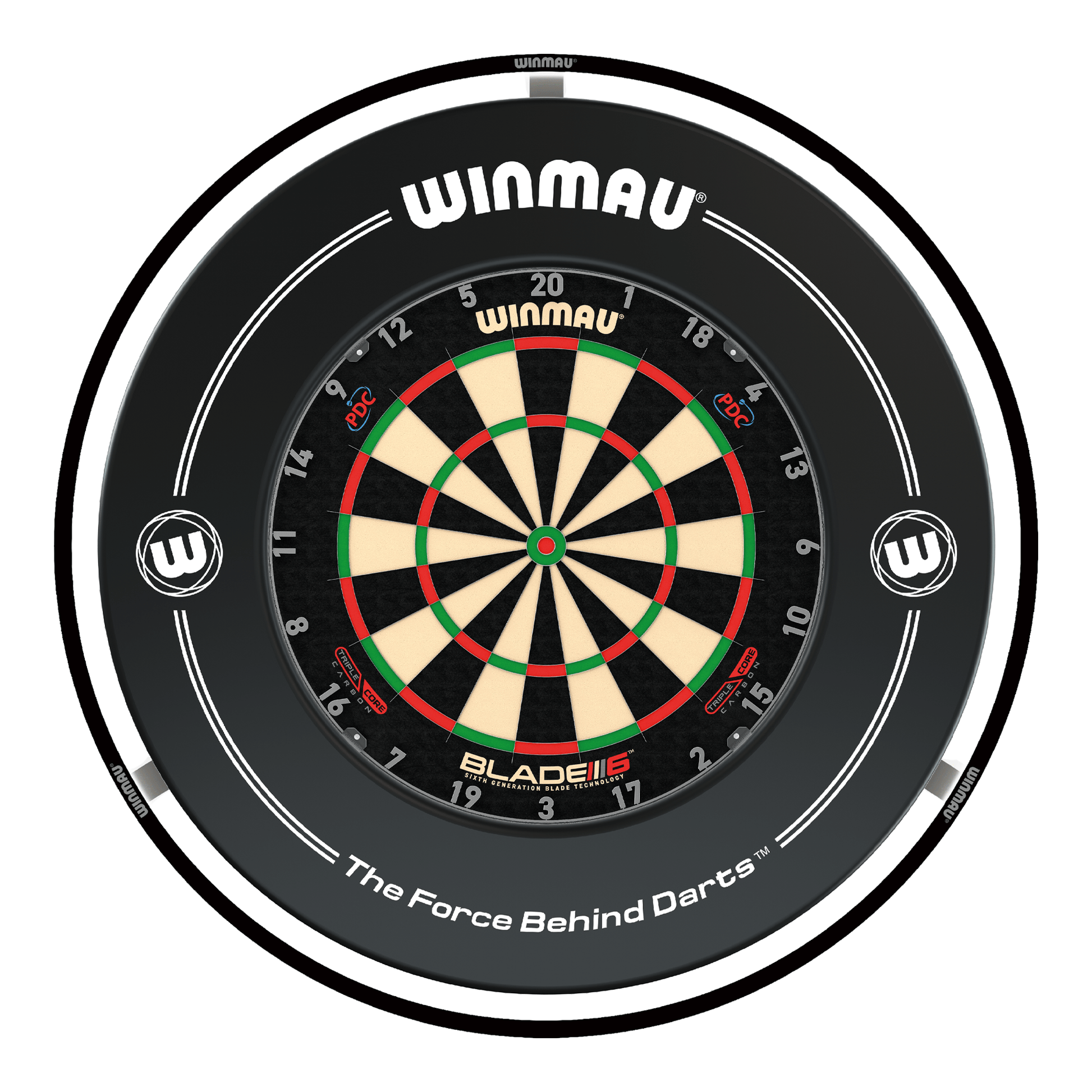 Winmau Blade 6 Triple Core Dartboard, Surround & Plasma Light Bundle Dartboard Bundles