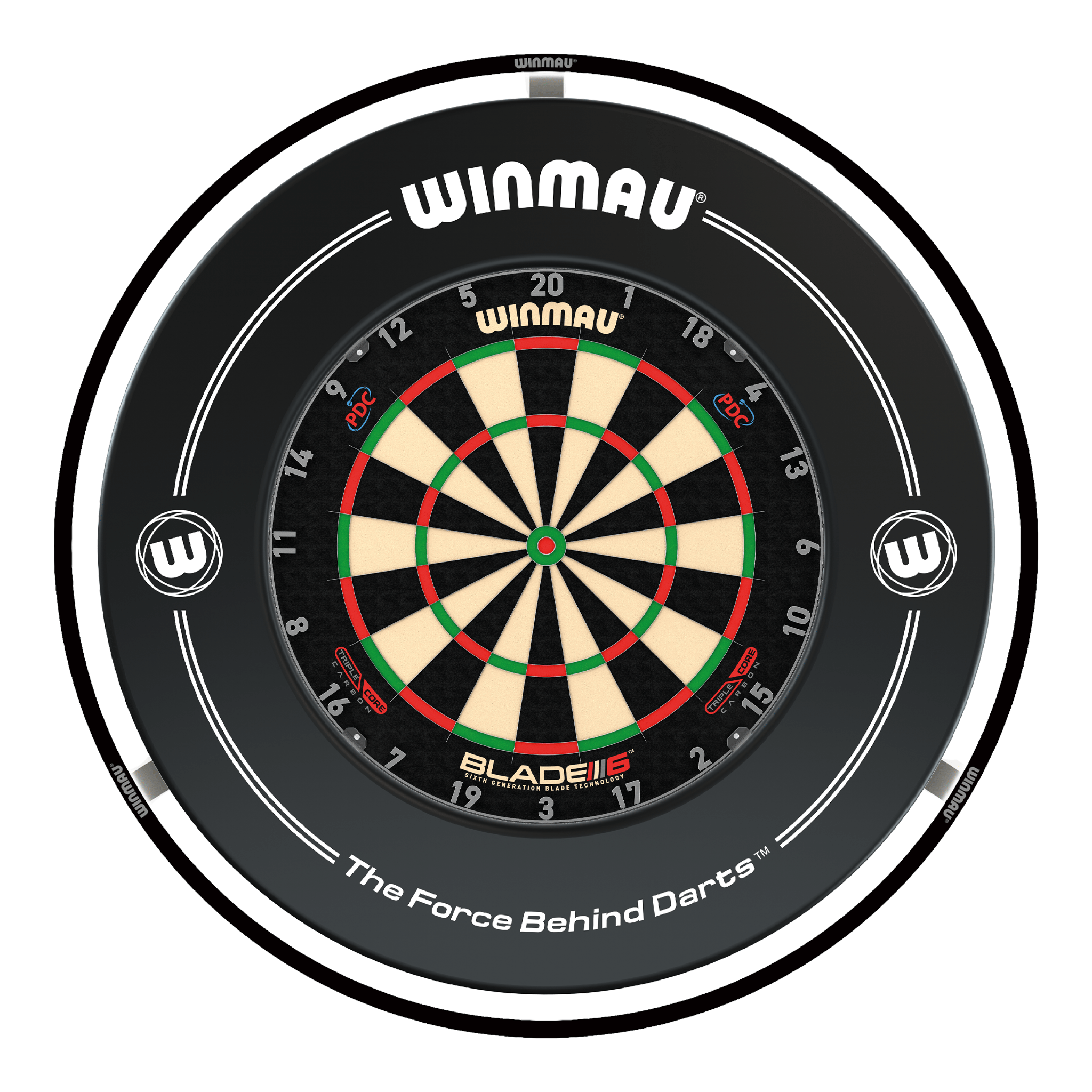 Winmau Blade 6 Triple Core Dartboard, Surround & Plasma Light Bundle Dartboard Bundles