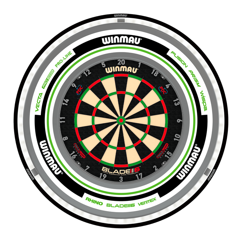 Winmau Blade 6 Triple Core Dartboard, Surround & Plasma Light Bundle Dartboard Bundles