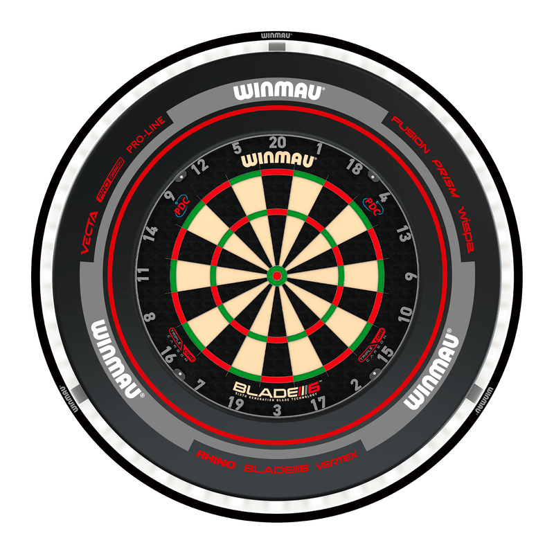Winmau Blade 6 Triple Core Dartboard, Surround & Plasma Light Bundle Dartboard Bundles