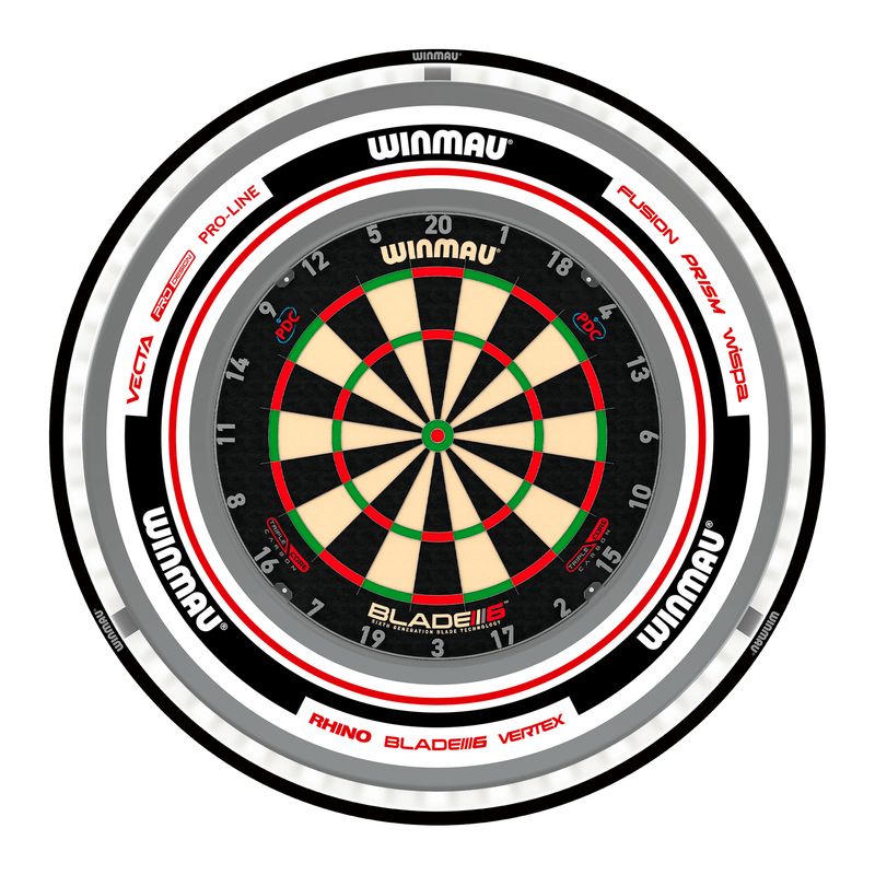 Winmau Blade 6 Triple Core Dartboard, Surround & Plasma Light Bundle Dartboard Bundles