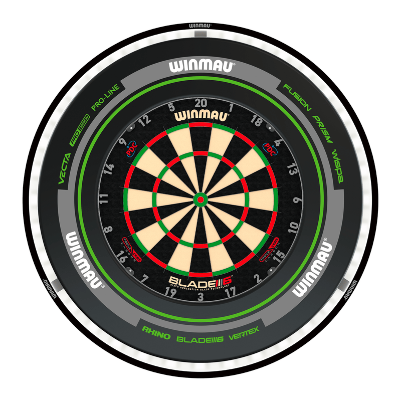 Winmau Blade 6 Triple Core Dartboard, Surround & Plasma Light Bundle Dartboard Bundles