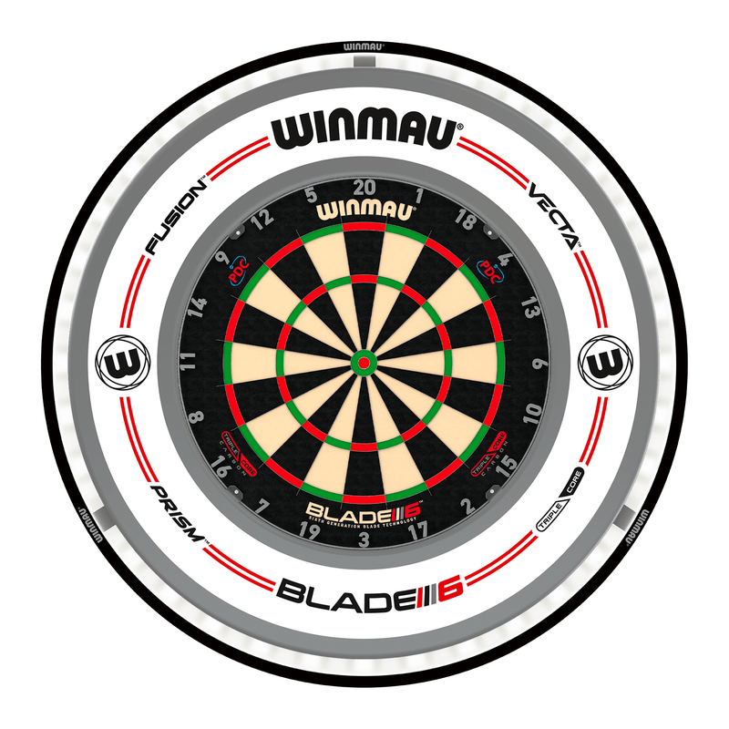 Winmau Blade 6 Triple Core Dartboard, Surround & Plasma Light Bundle Dartboard Bundles