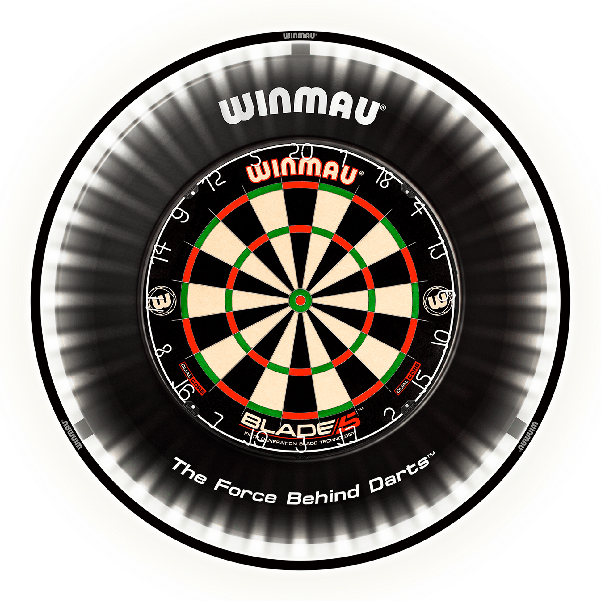 Winmau Blade 6 Triple Core Dartboard, Surround & Plasma Light Bundle Dartboard Bundles