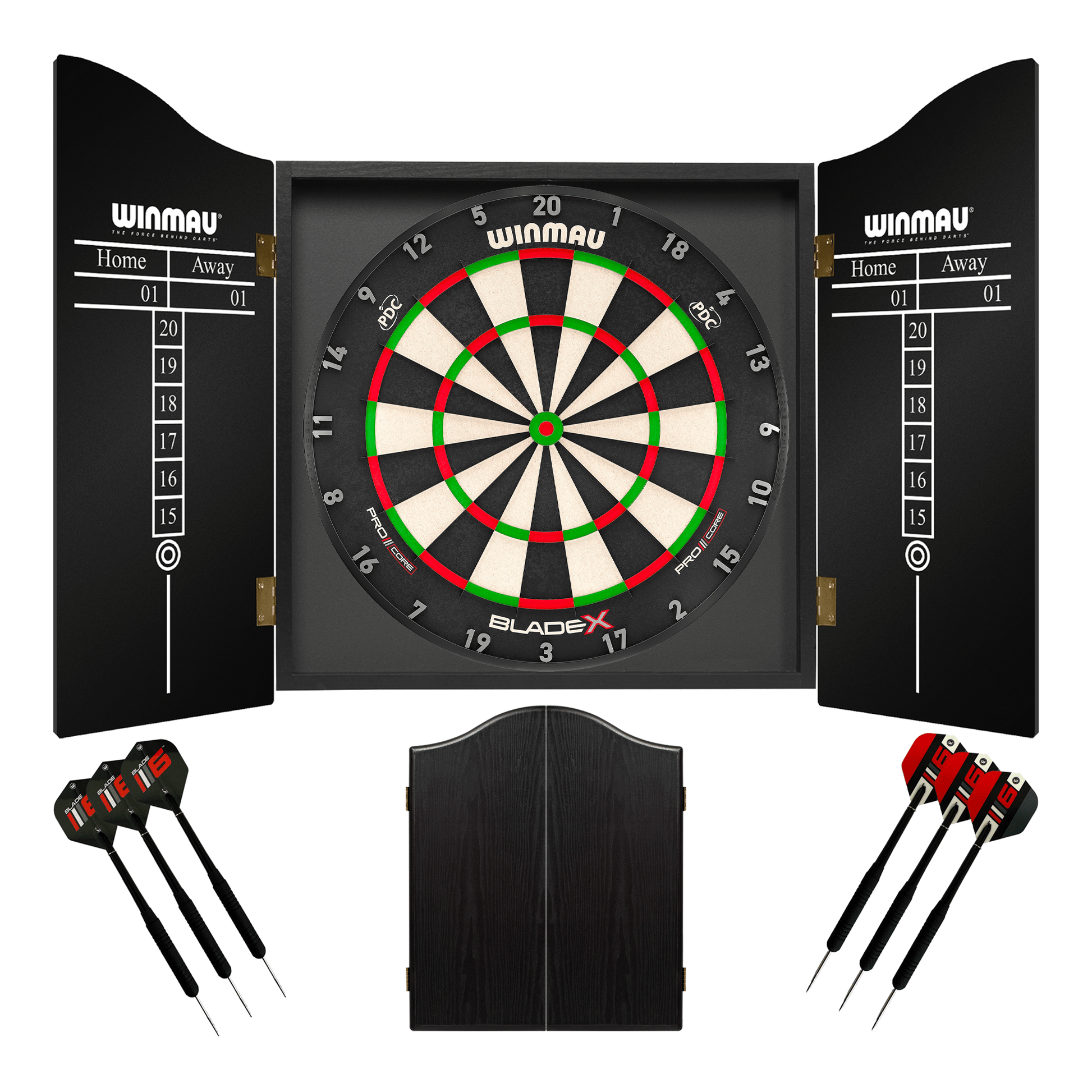 Winmau Blade X Dartboard, Cabinet & Darts - Complete Darts Set Blade X / Black Boards