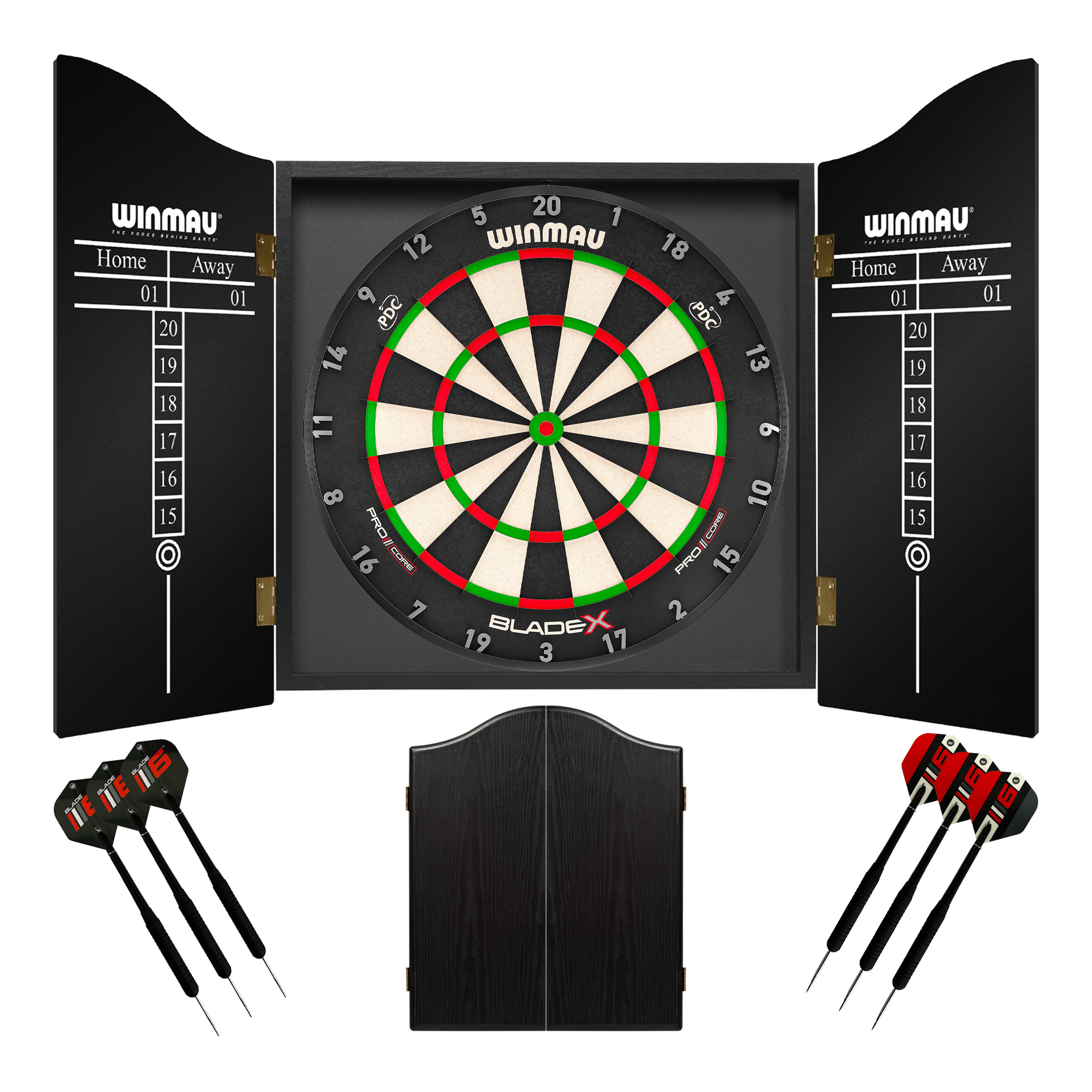 Winmau Blade X Dartboard, Cabinet & Darts - Complete Darts Set Blade X / Black Boards