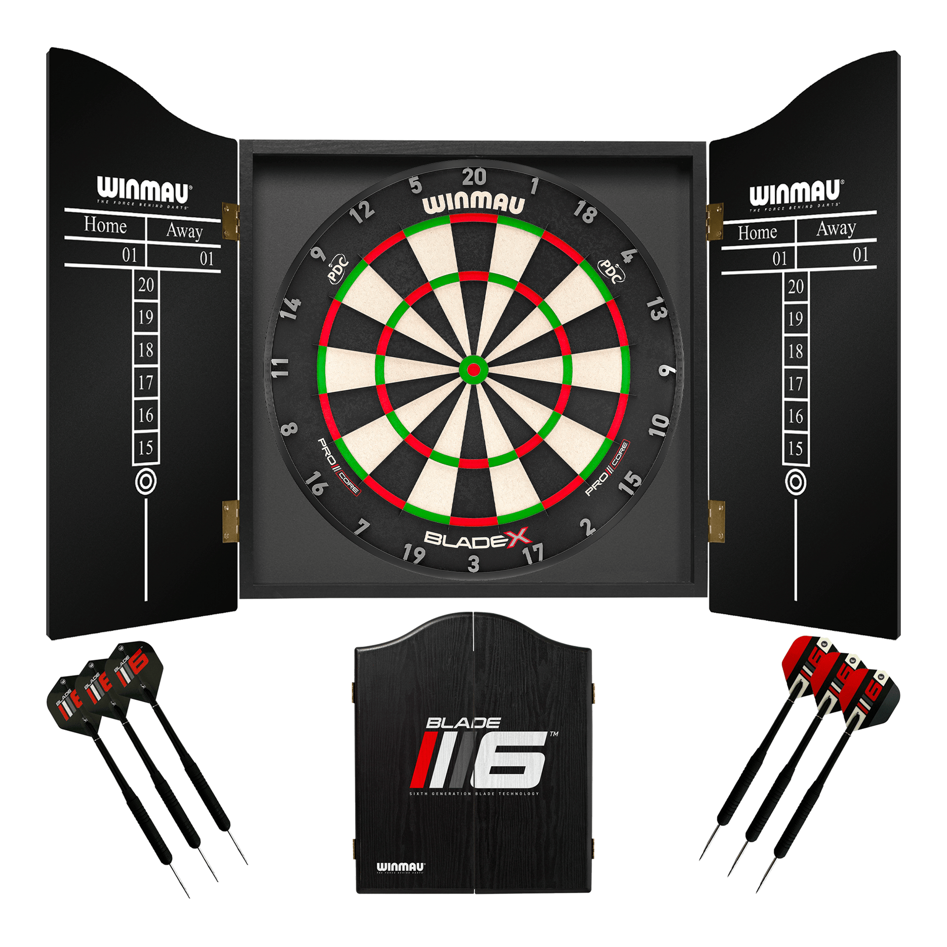 Winmau Blade X Dartboard, Cabinet & Darts - Complete Darts Set Blade X / Pro-Line Boards