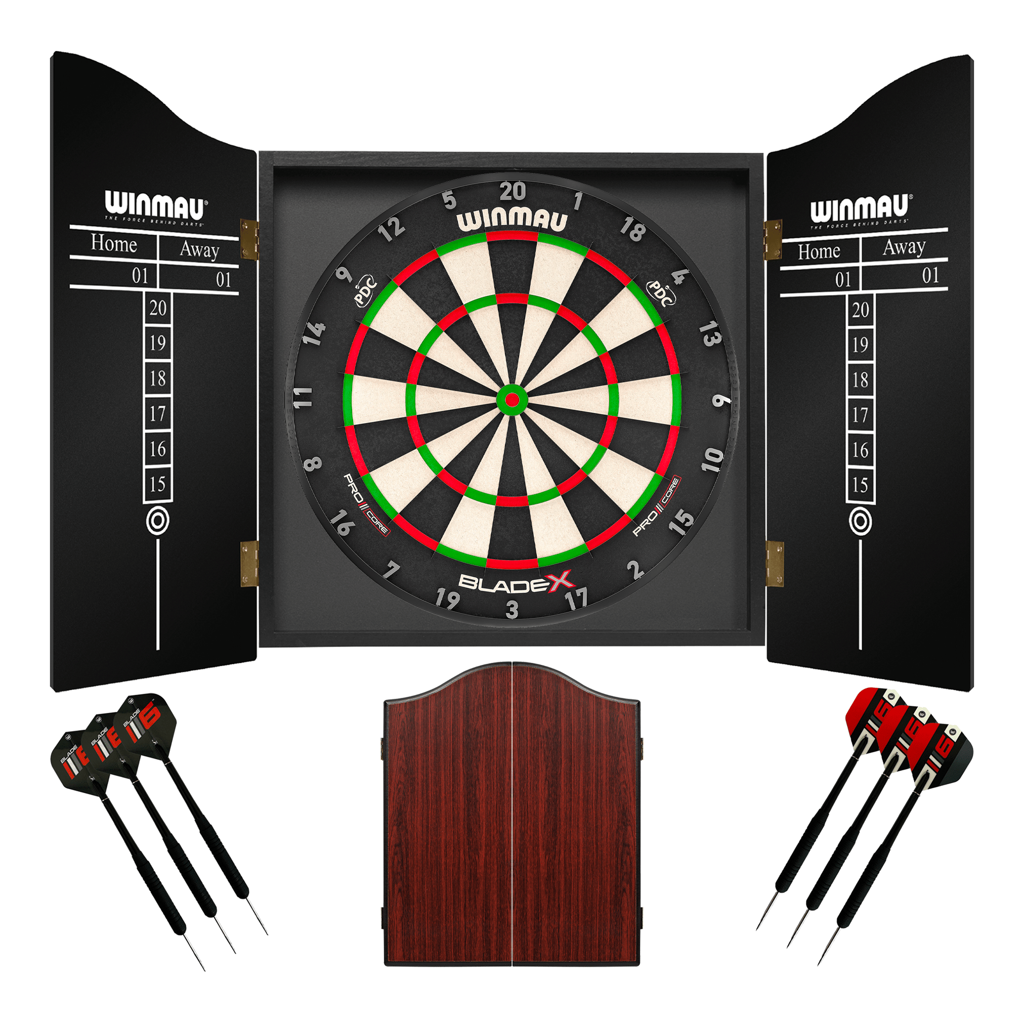 Winmau Blade X Dartboard, Cabinet & Darts - Complete Darts Set Blade X / Rosewood Boards