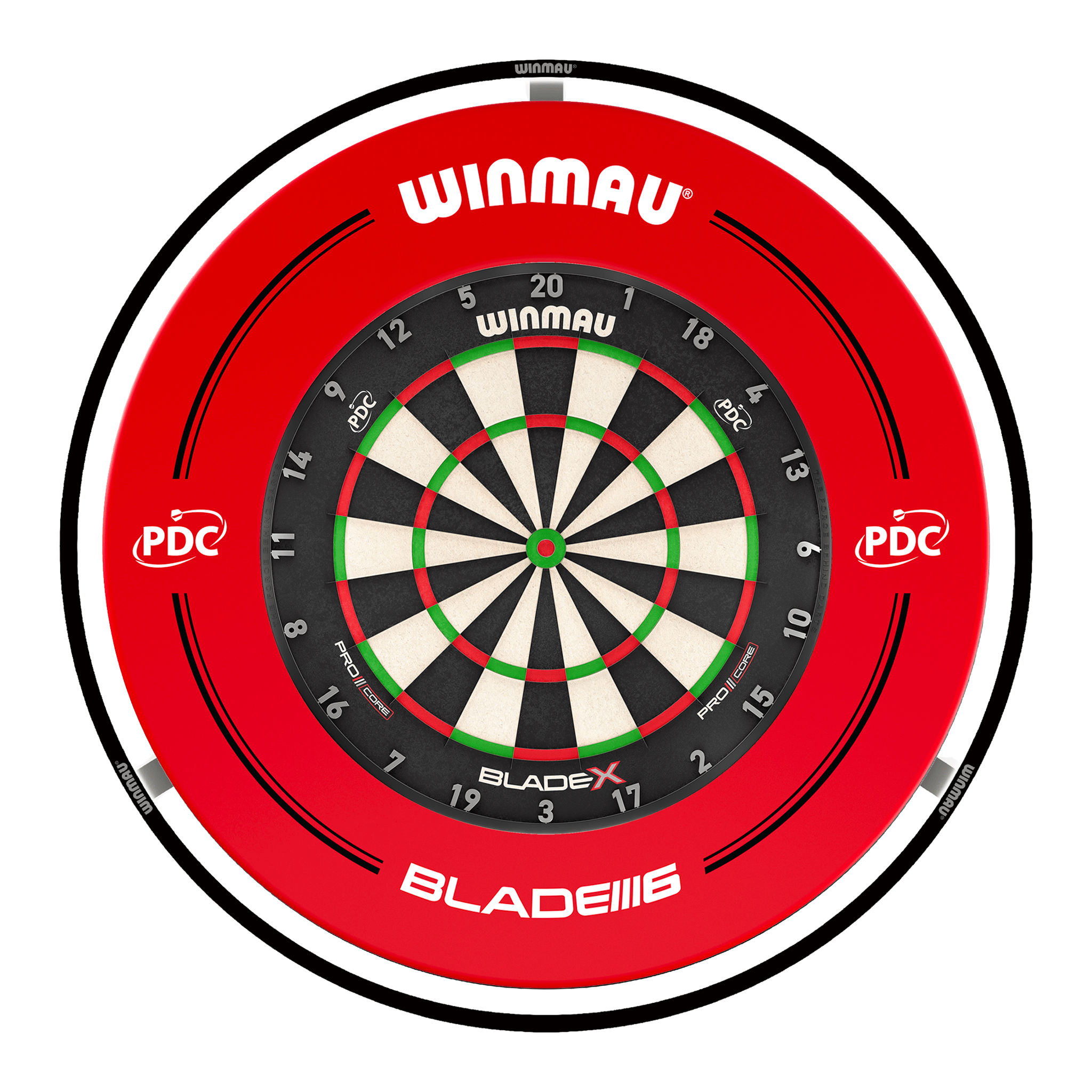 Winmau Blade X Dartboard, Surround & Black Plasma Light Bundle Blade X / PDC Red / Winmau Plasma Black Boards