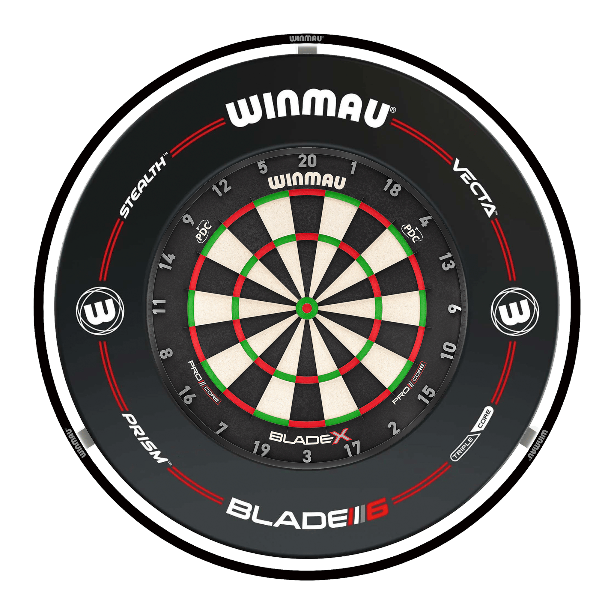 Winmau Blade X Dartboard, Surround & Black Plasma Light Bundle Blade X / Pro-Line Black / Winmau Plasma Black Boards