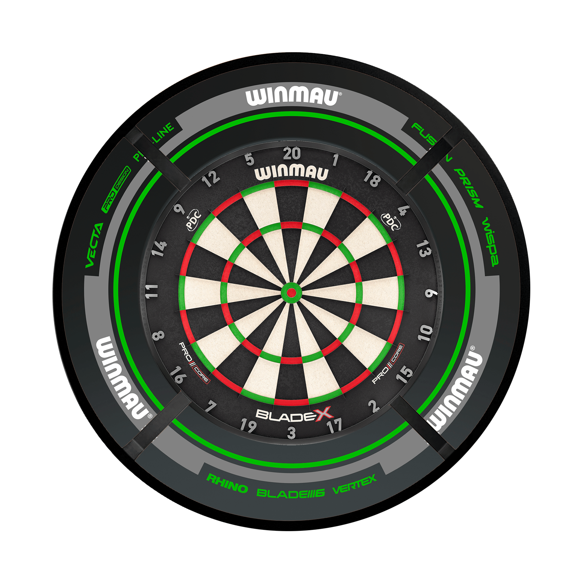 Winmau Blade X Dartboard, Surround & Corona Light Bundle Blade X / Advance Black/Green / Target Corona Vision Boards
