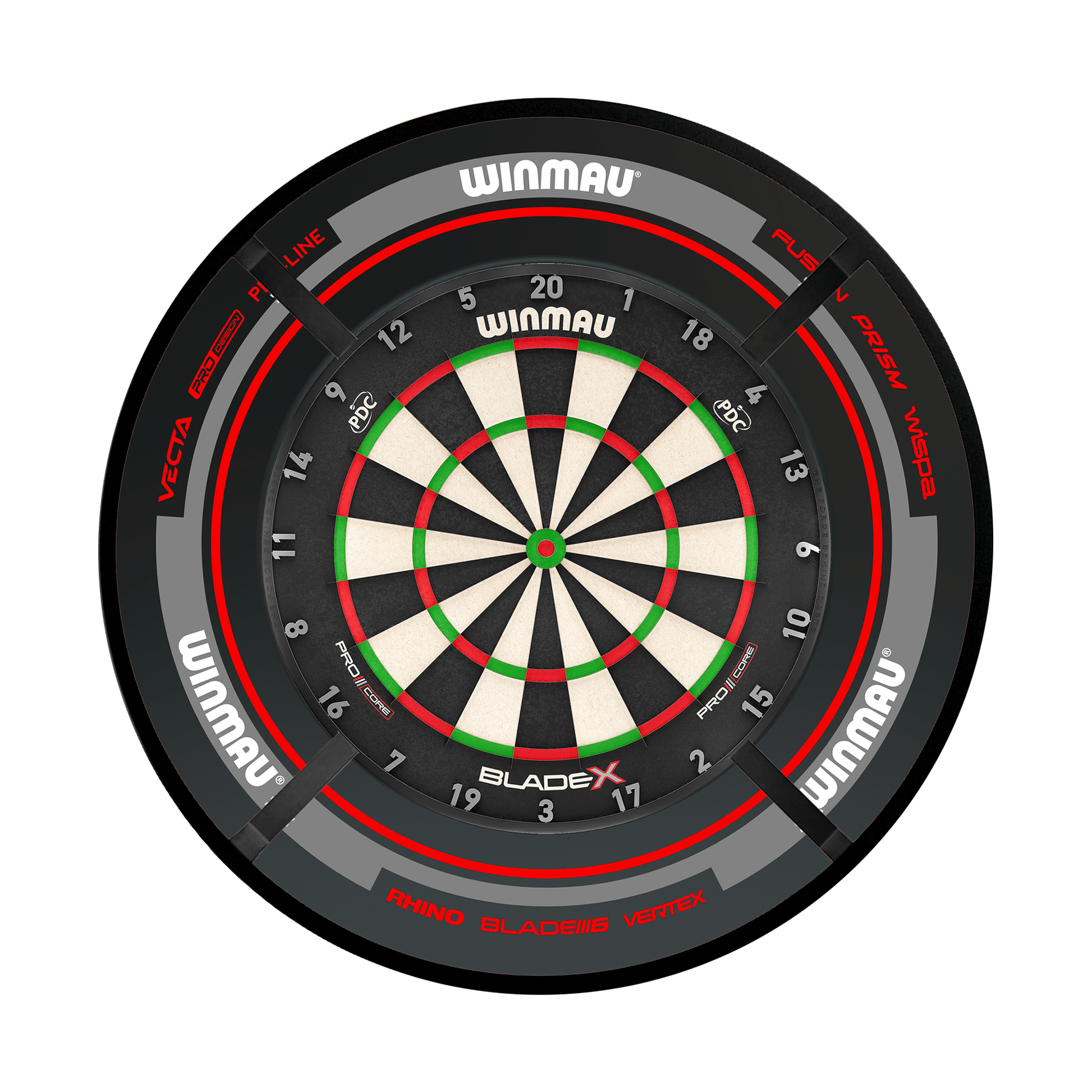 Winmau Blade X Dartboard, Surround & Corona Light Bundle Blade X / Advance Black/Red / Target Corona Vision Boards