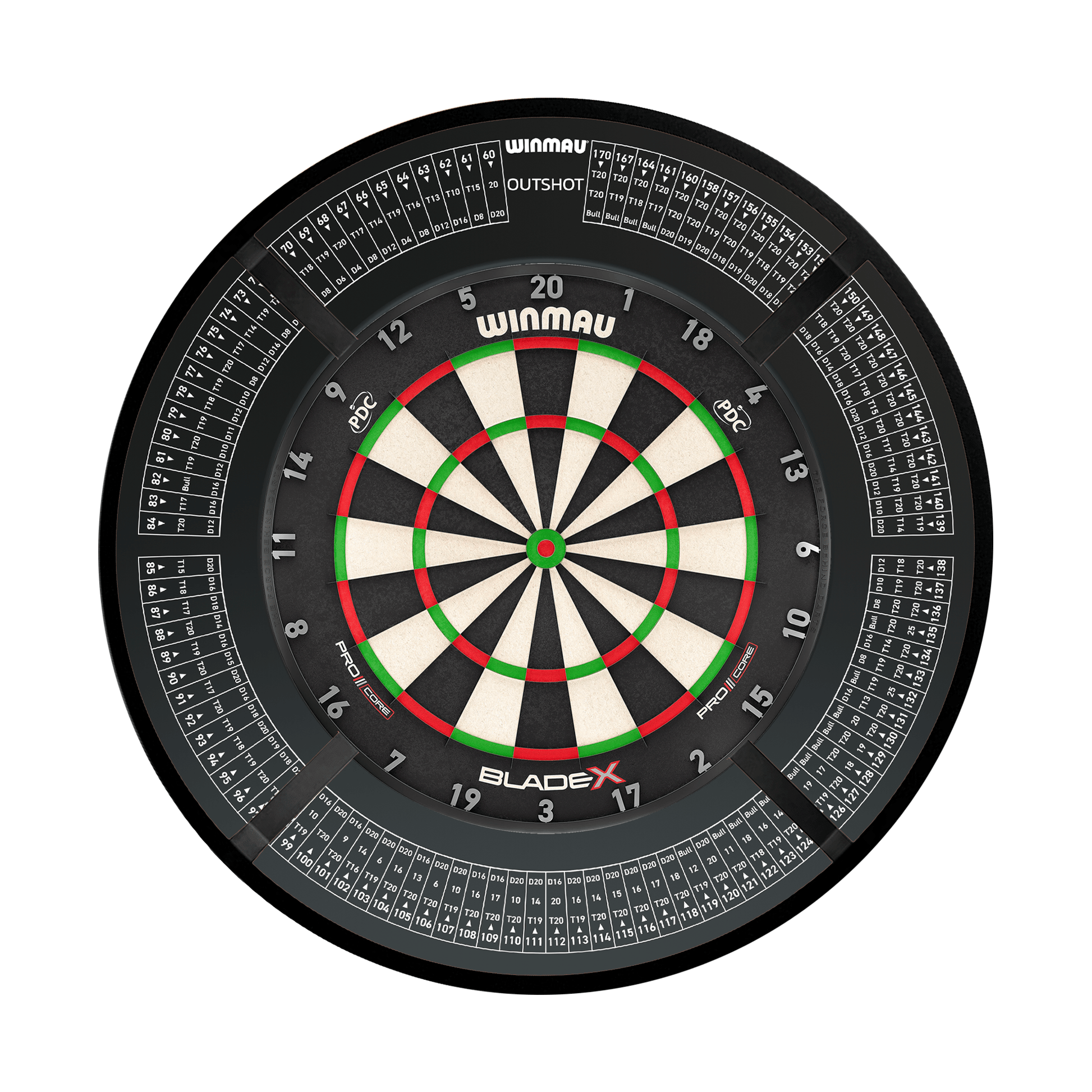 Winmau Blade X Dartboard, Surround & Corona Light Bundle Blade X / Out Shot / Target Corona Vision Boards