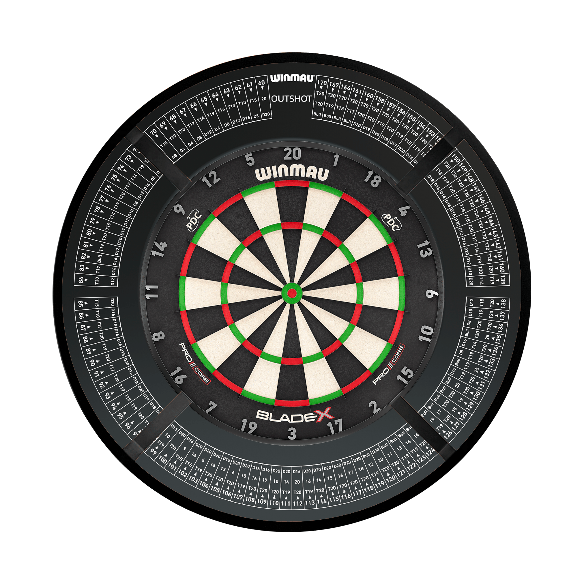 Winmau Blade X Dartboard, Surround & Corona Light Bundle Blade X / Out Shot / Target Corona Vision Boards