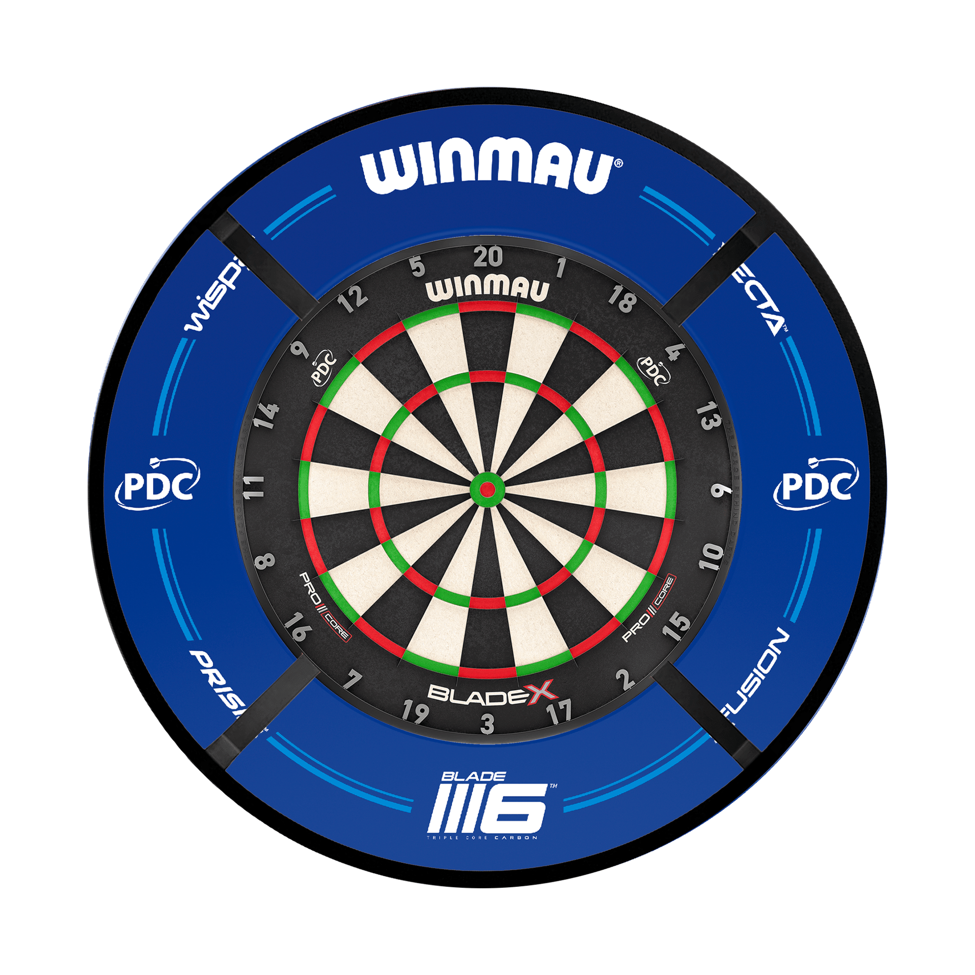 Winmau Blade X Dartboard, Surround & Corona Light Bundle Blade X / PDC Blue / Target Corona Vision Boards