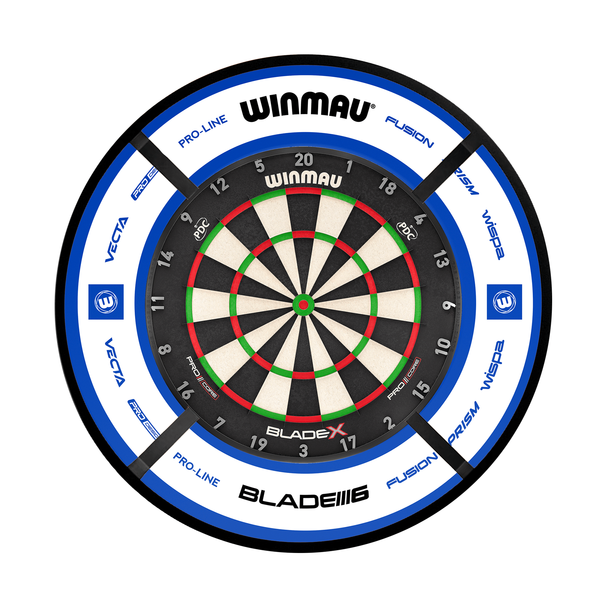 Winmau Blade X Dartboard, Surround & Corona Light Bundle Blade X / Pro 2.0 Blue / Target Corona Vision Boards