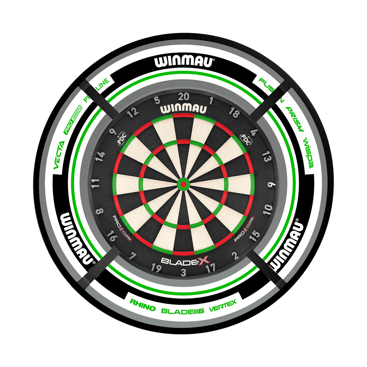 Winmau Blade X Dartboard, Surround & Corona Light Bundle Dartboard Bundles