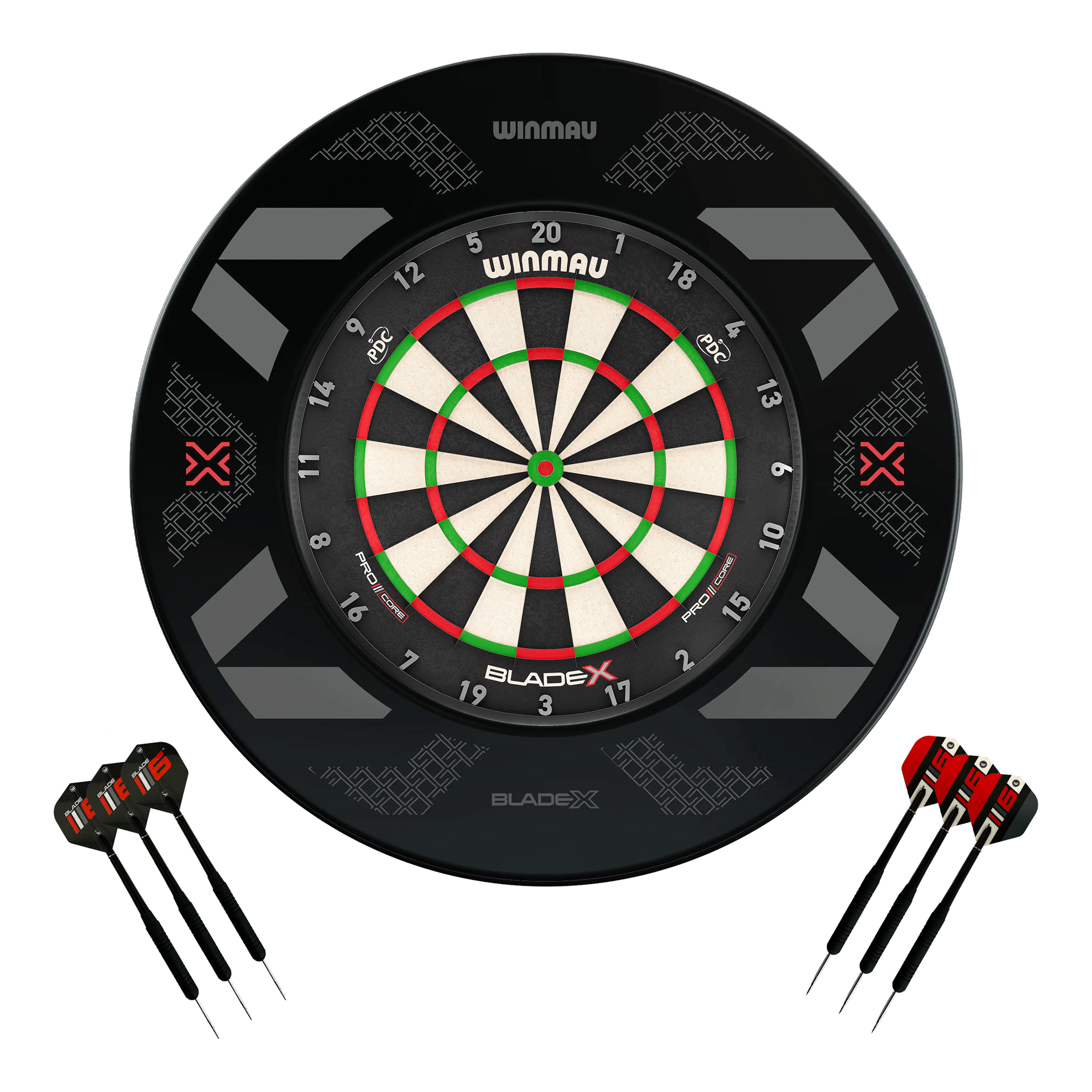 Winmau Blade X Dartboard, Surround & Darts - Complete Darts Set Blade X / Blade X Boards