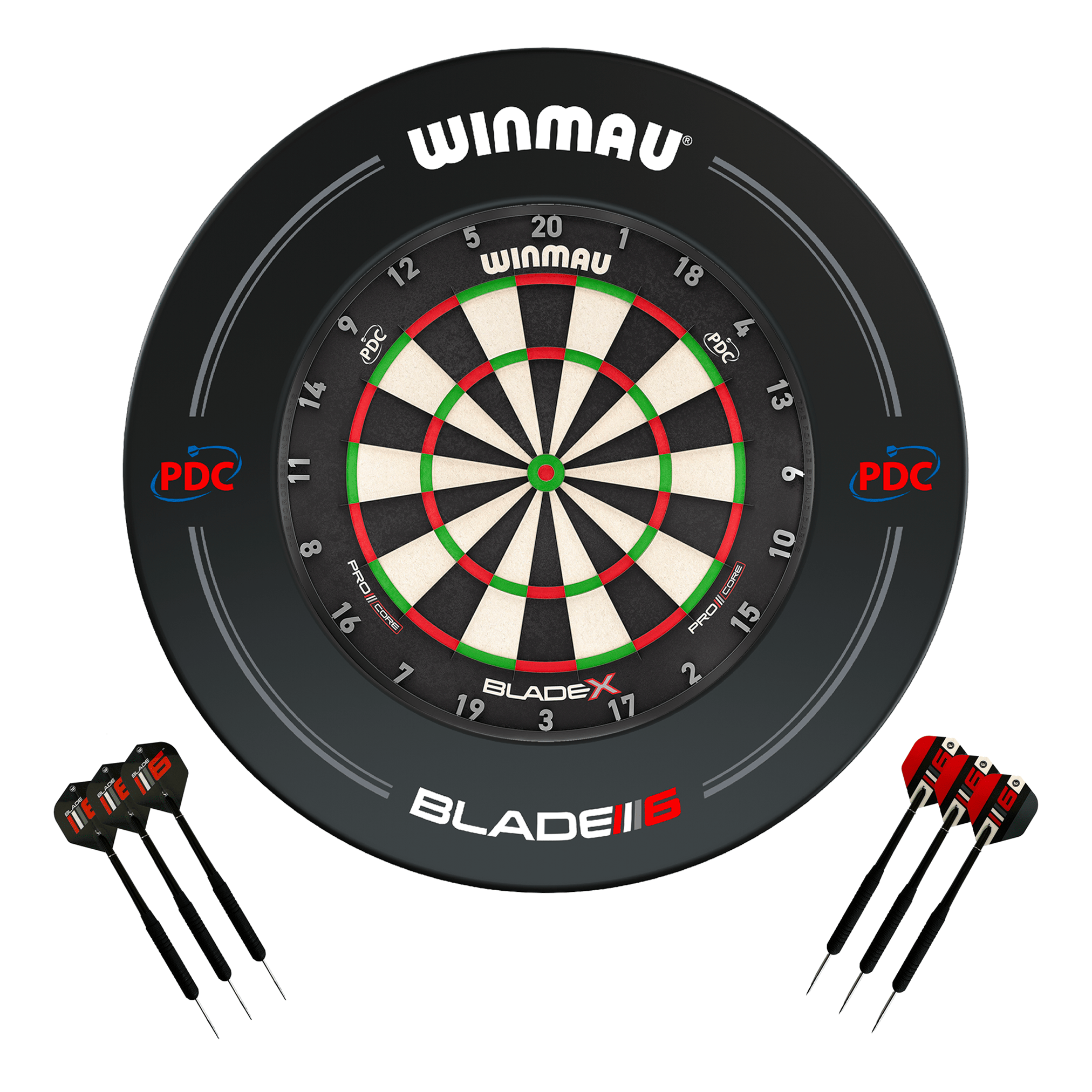 Winmau Blade X Dartboard, Surround & Darts - Complete Darts Set Blade X / PDC Black Boards