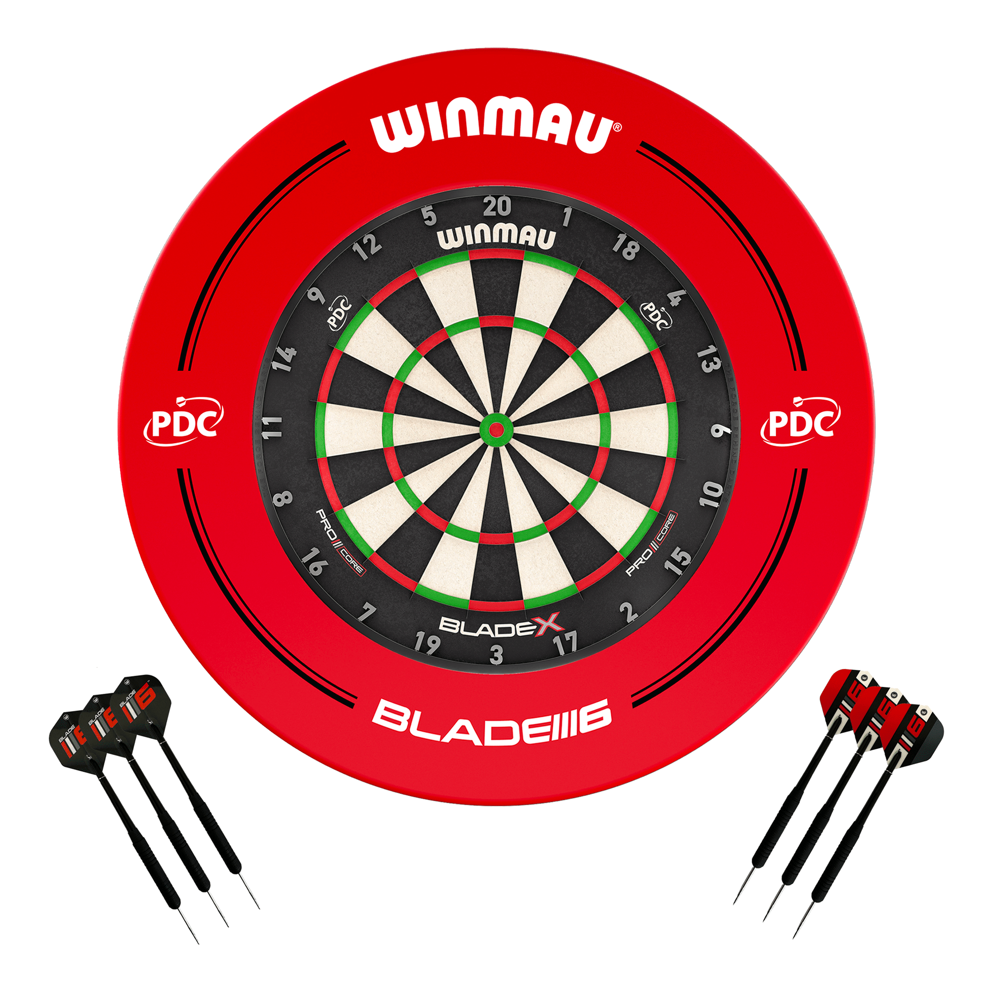 Winmau Blade X Dartboard, Surround & Darts - Complete Darts Set Blade X / PDC Red Boards