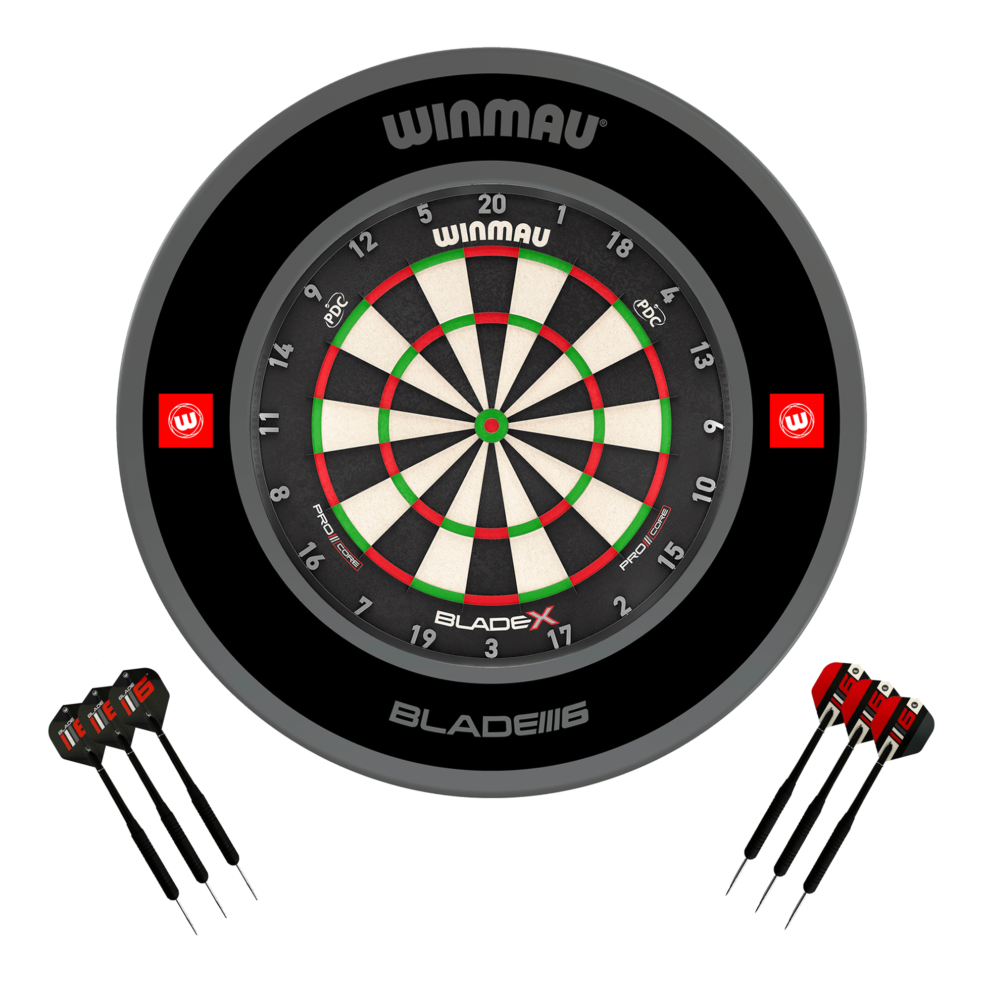 Winmau Blade X Dartboard, Surround & Darts - Complete Darts Set Blade X / Pro 1.0 Black Boards