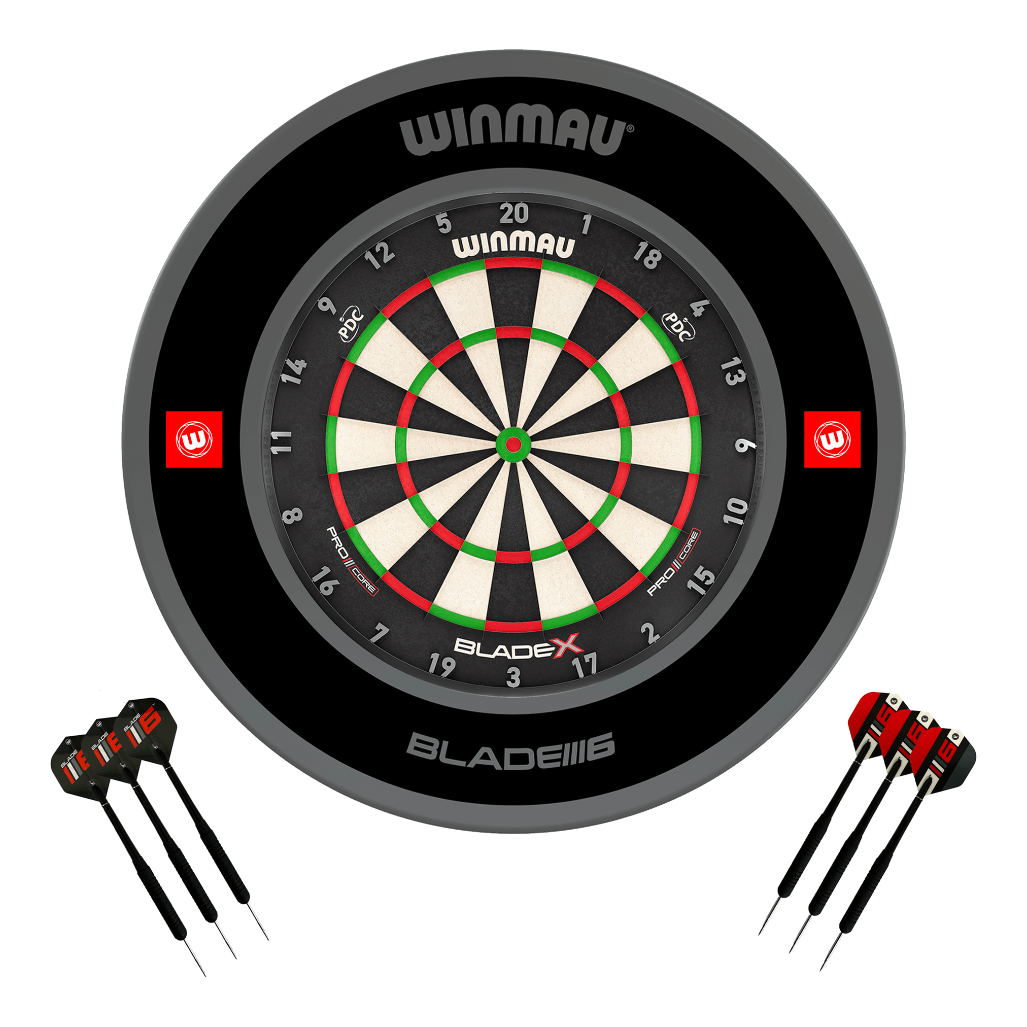 Winmau Blade X Dartboard, Surround & Darts - Complete Darts Set Blade X / Pro 1.0 Black Boards