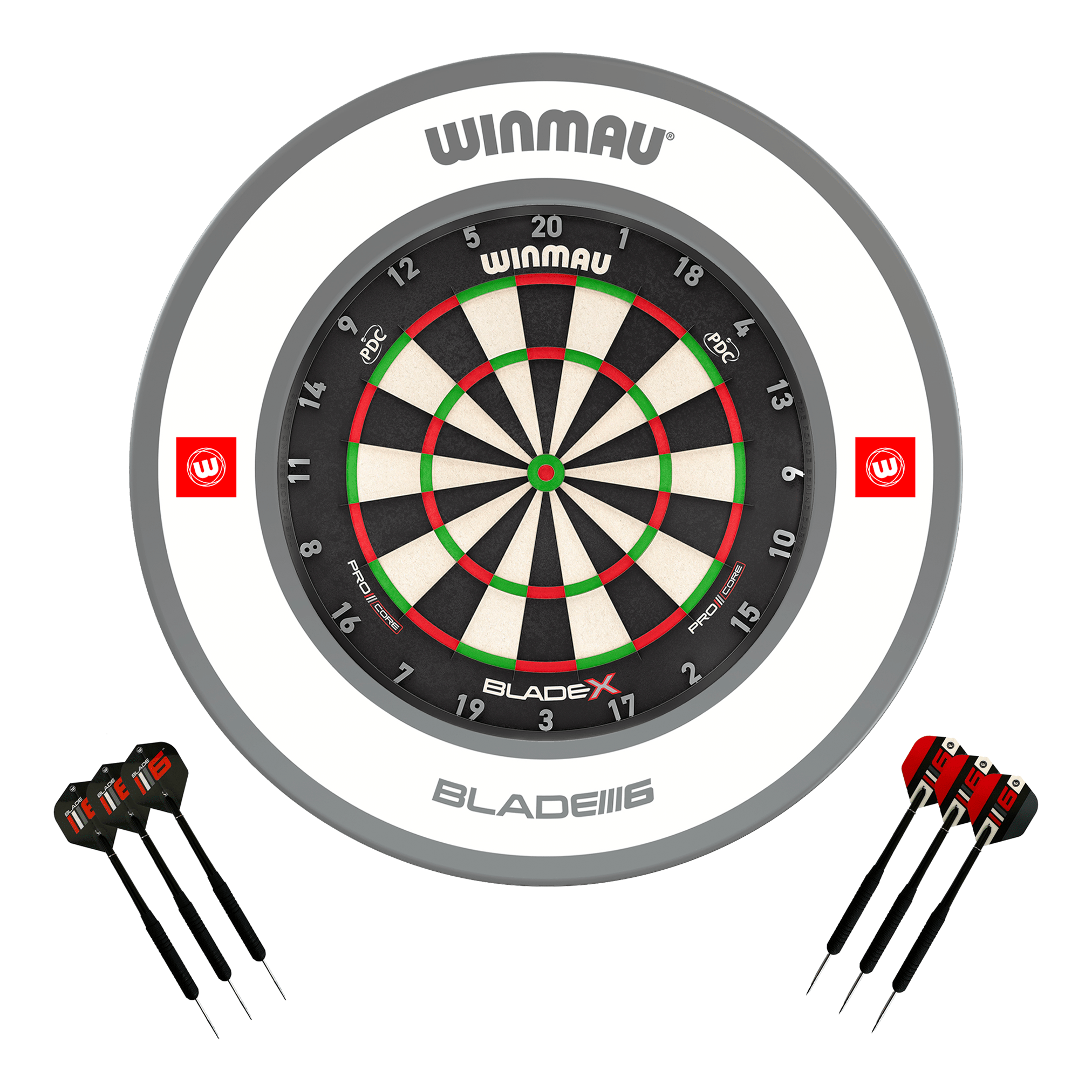 Winmau Blade X Dartboard, Surround & Darts - Complete Darts Set Blade X / Pro 1.0 White Boards