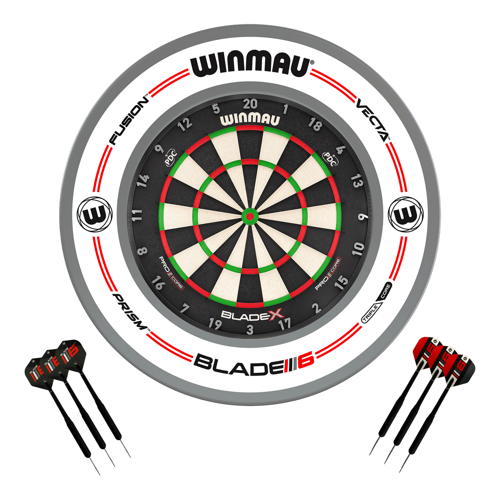Winmau Blade X Dartboard, Surround & Darts - Complete Darts Set Blade X / Pro-Line White Boards