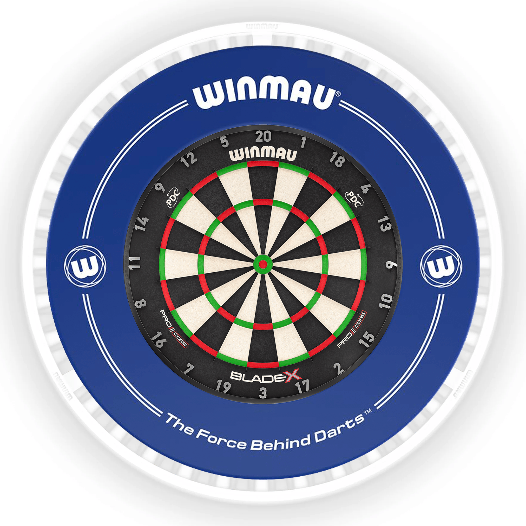 Winmau Blade X Dartboard, Surround & Ice White Plasma Light Bundle BladeX / Blue / Winmau Plasma Ice White Boards