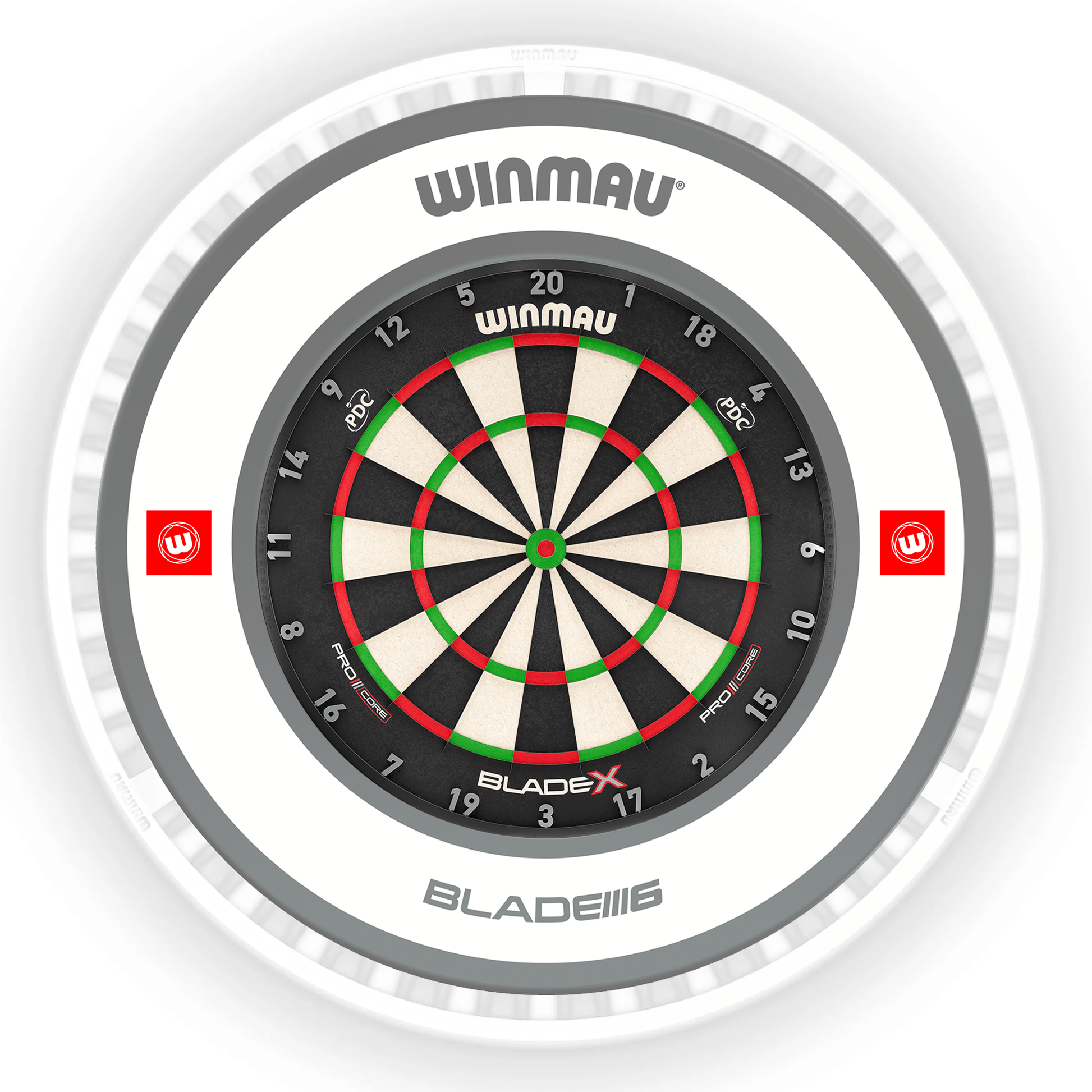Winmau Blade X Dartboard, Surround & Ice White Plasma Light Bundle BladeX / Pro 1.0 White / Winmau Plasma Ice White Boards