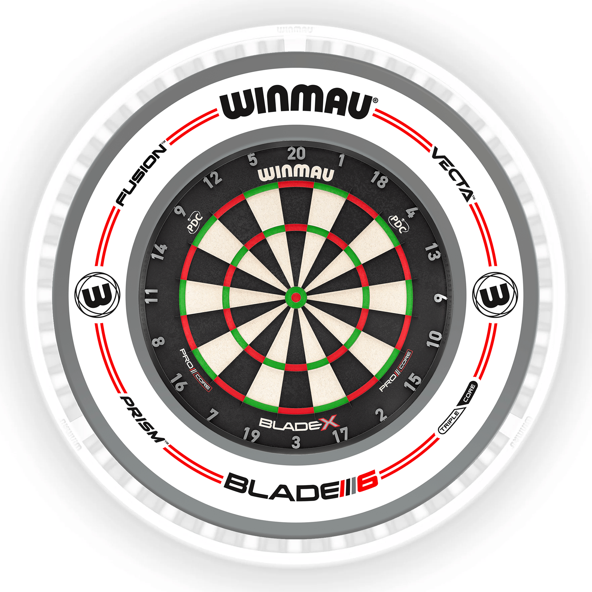 Winmau Blade X Dartboard, Surround & Ice White Plasma Light Bundle BladeX / Pro-Line White / Winmau Plasma Ice White Boards