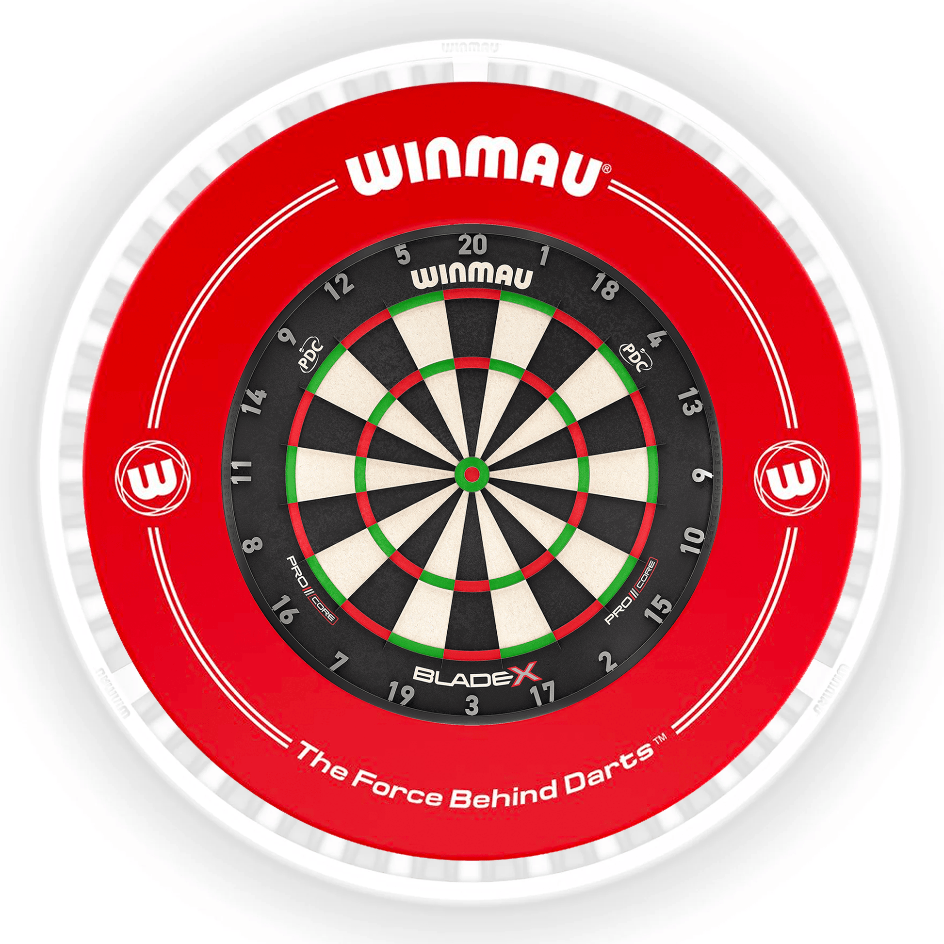 Winmau Blade X Dartboard, Surround & Ice White Plasma Light Bundle BladeX / Red / Winmau Plasma Ice White Boards