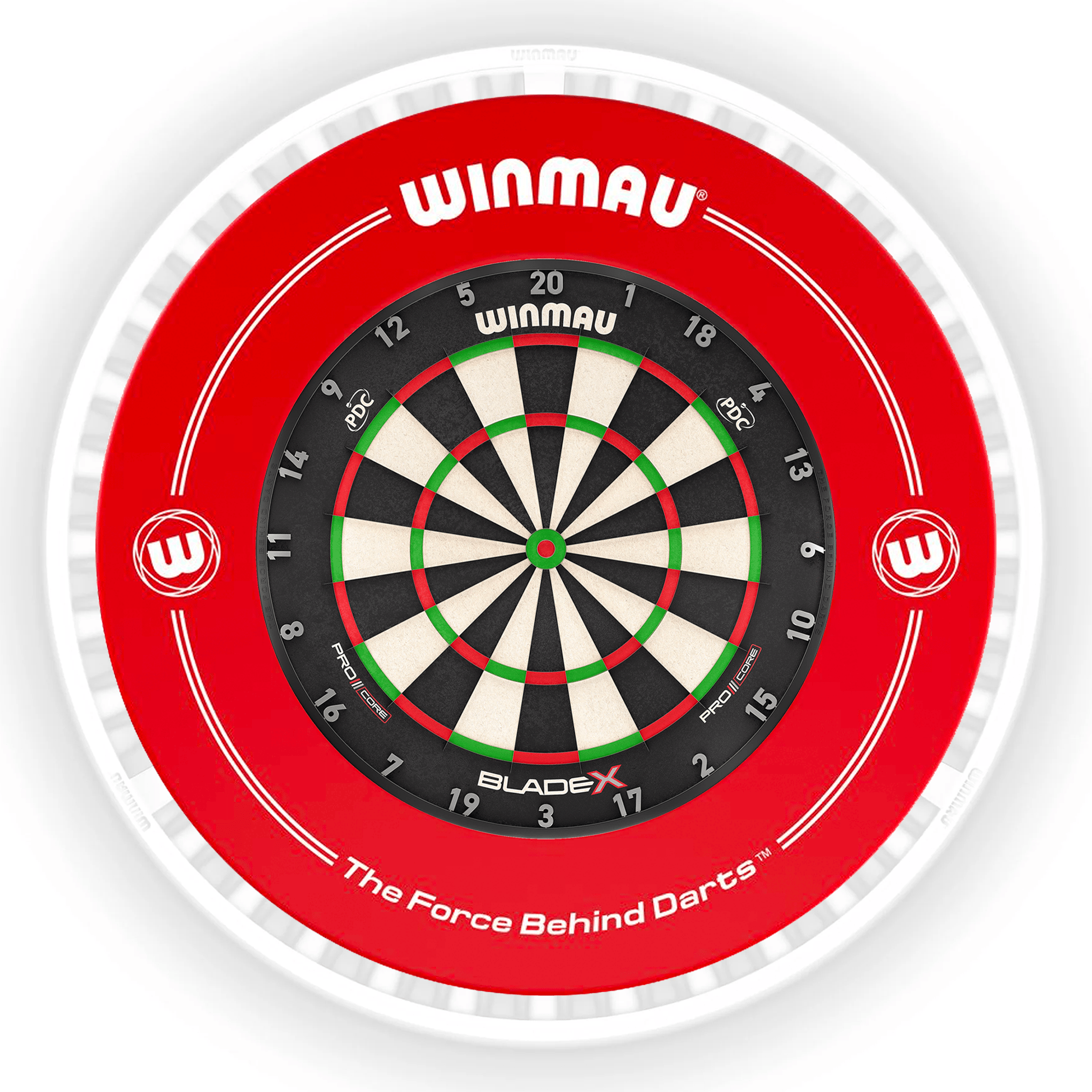 Winmau Blade X Dartboard, Surround & Ice White Plasma Light Bundle BladeX / Red / Winmau Plasma Ice White Boards