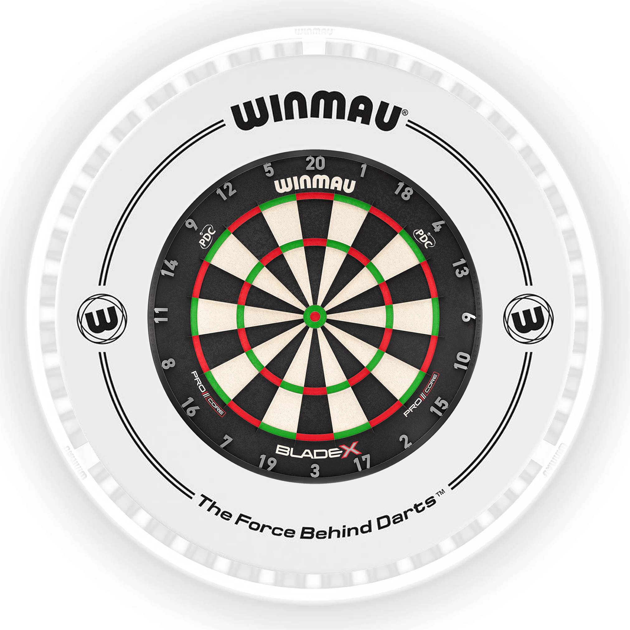 Winmau Blade X Dartboard, Surround & Ice White Plasma Light Bundle BladeX / White / Winmau Plasma Ice White Boards