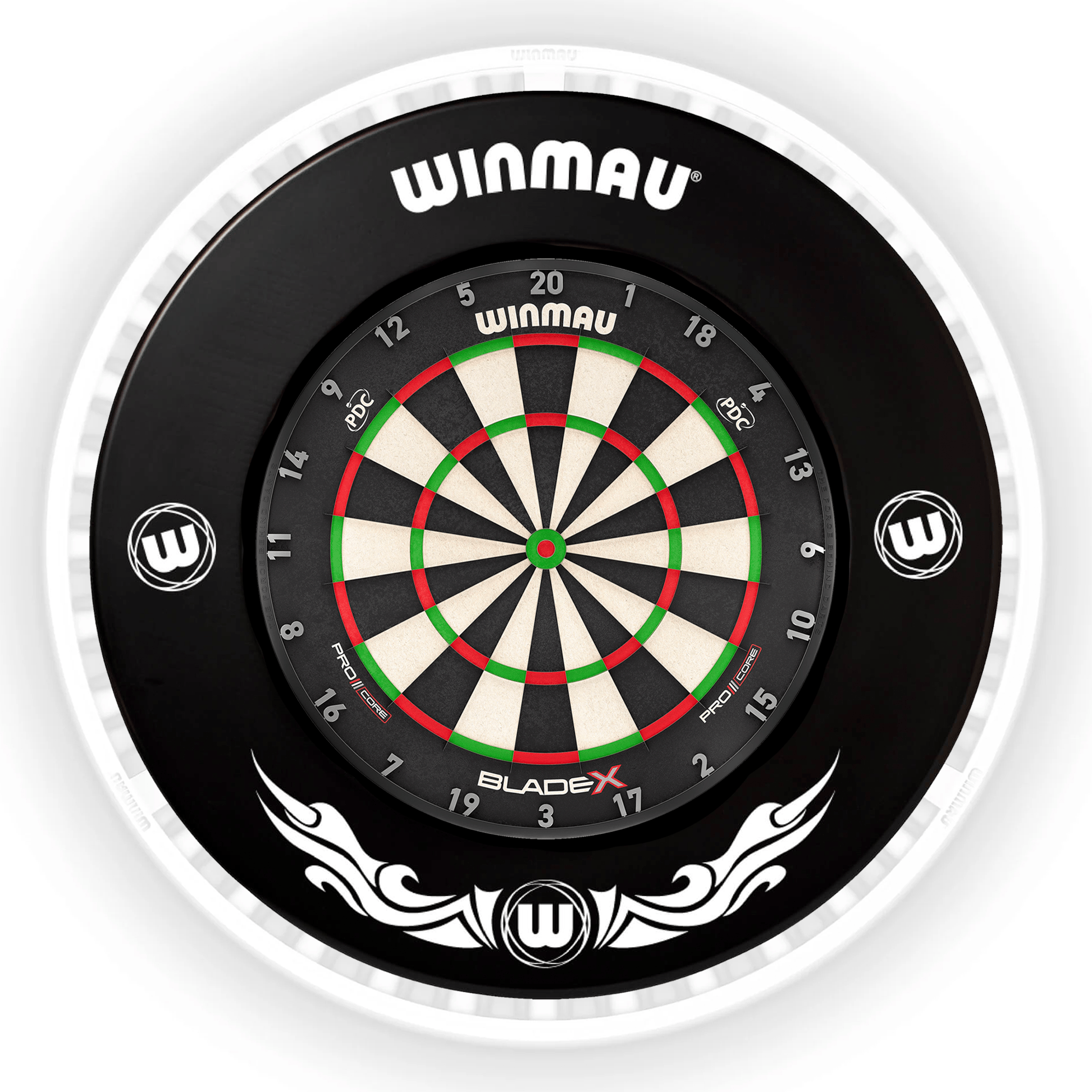 Winmau Blade X Dartboard, Surround & Ice White Plasma Light Bundle BladeX / Xtreme / Winmau Plasma Ice White Boards