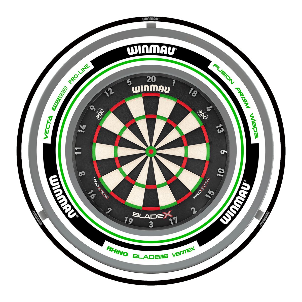 Winmau Blade X Dartboard, Surround & Plasma Light Bundle Dartboard Bundles