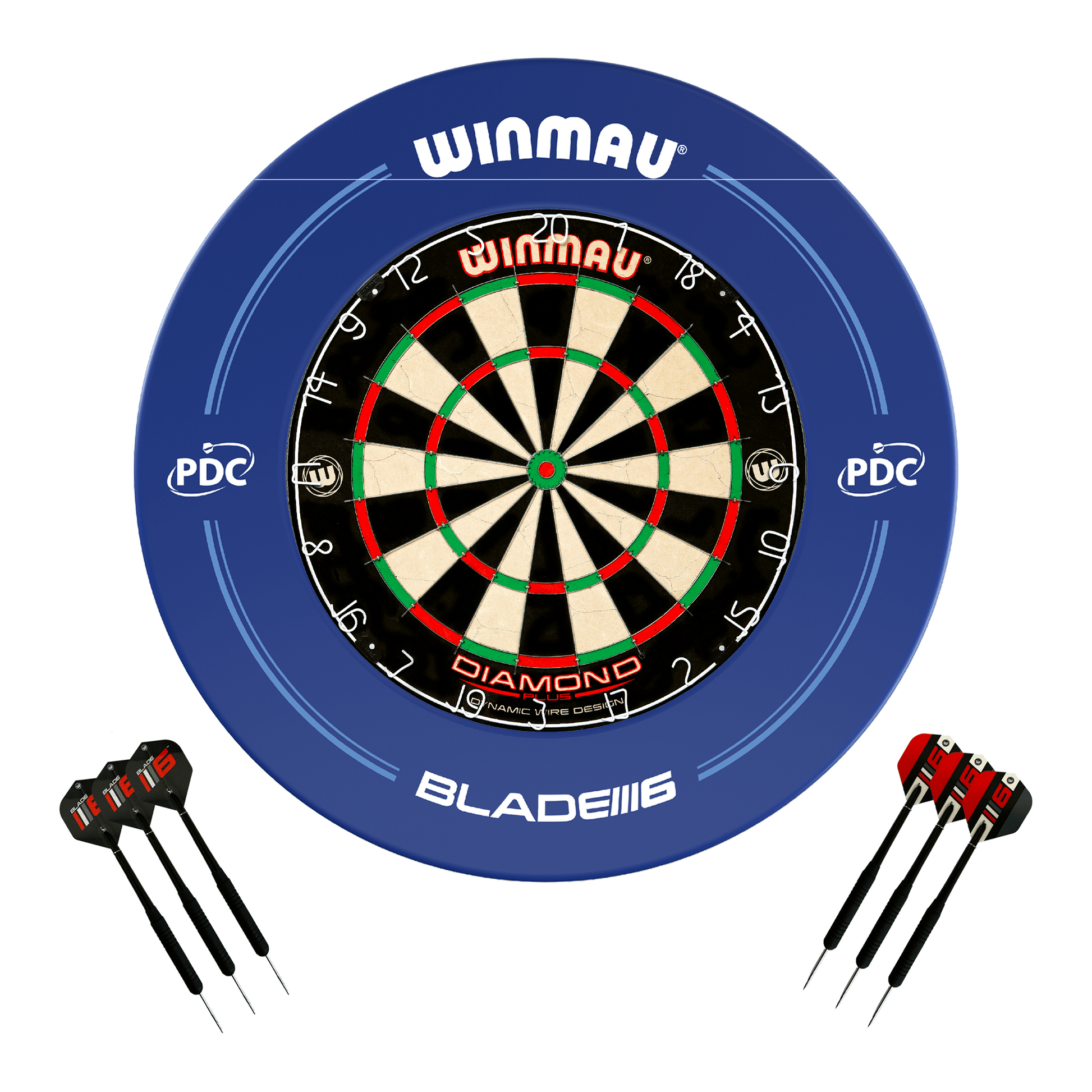 Winmau Diamond Plus Dartboard, Surround & Darts - Complete Darts Set Boards