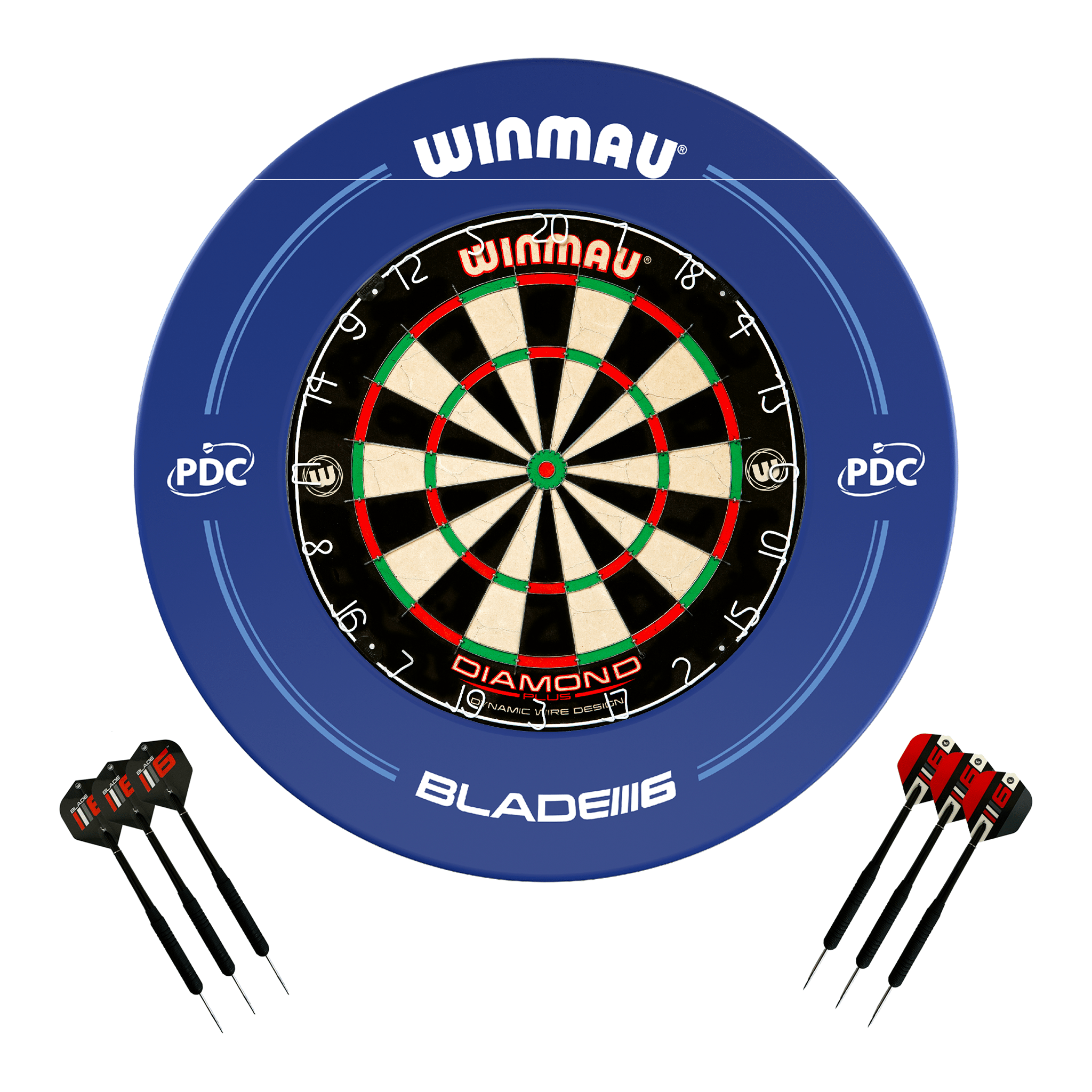 Winmau Diamond Plus Dartboard, Surround & Darts - Complete Darts Set Boards