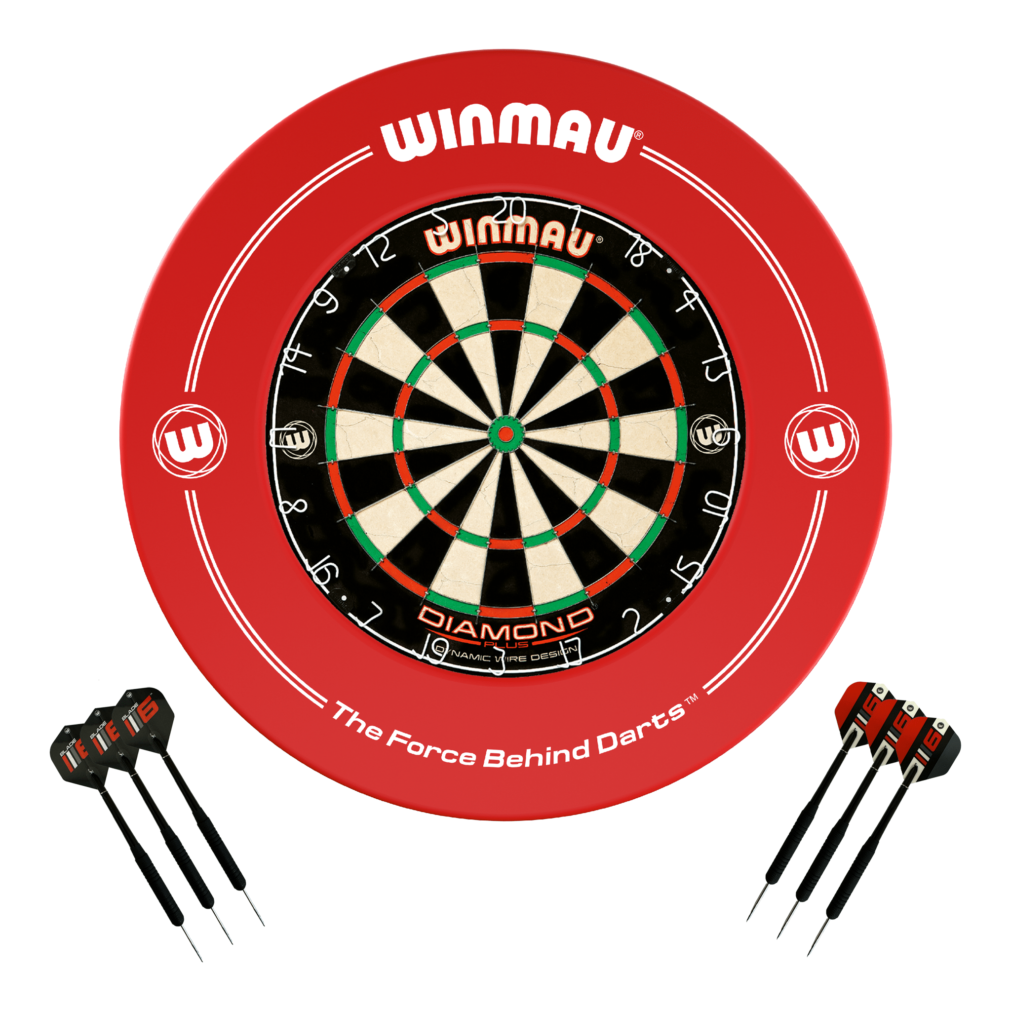 Winmau Diamond Plus Dartboard, Surround & Darts - Complete Darts Set Diamond Plus / Red Boards